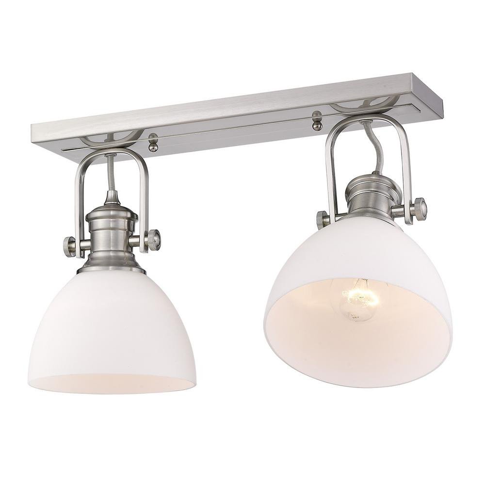 Bedroom Flush Mount Light Luxury Golden Lighting Hines 17 88 In 2 Light Pewter with Opal Glass Semi Flush Mount