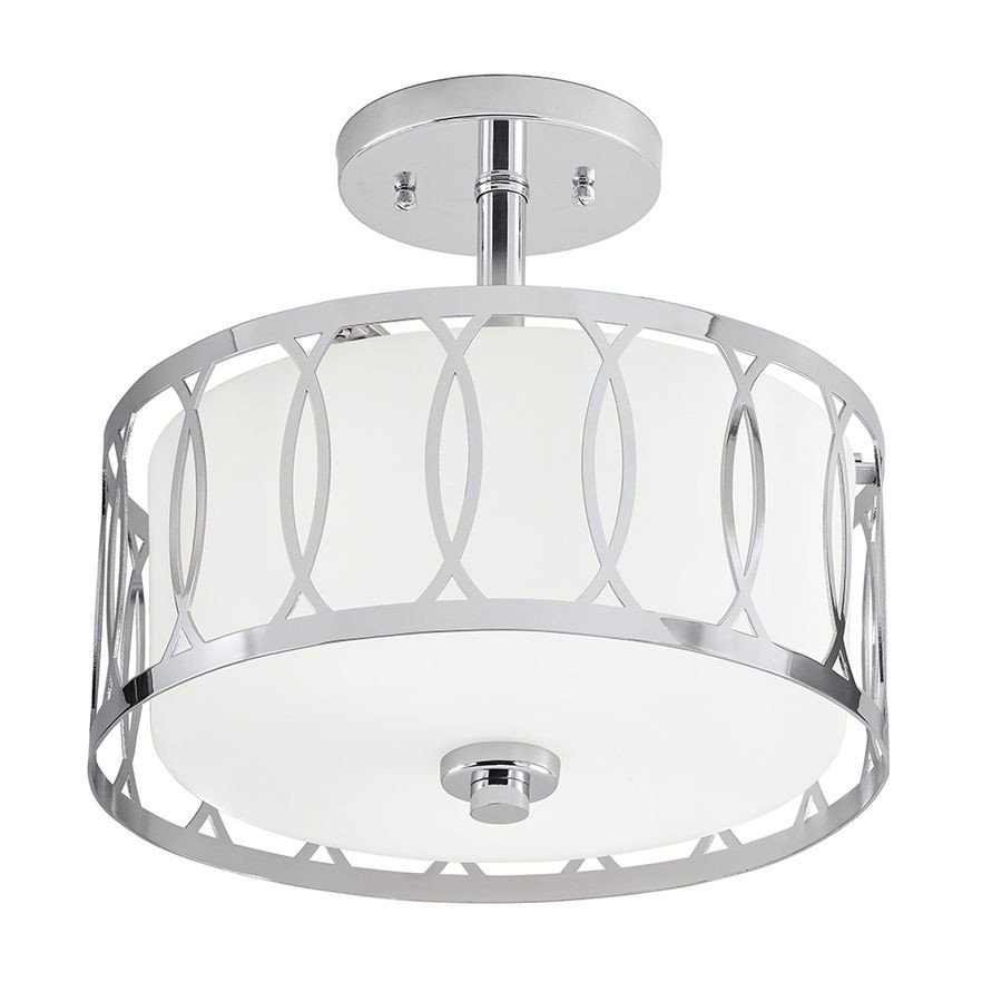 Bedroom Flush Mount Light Luxury Kichler Lighting 12 24 In W Chrome Frosted Glass Semi Flush