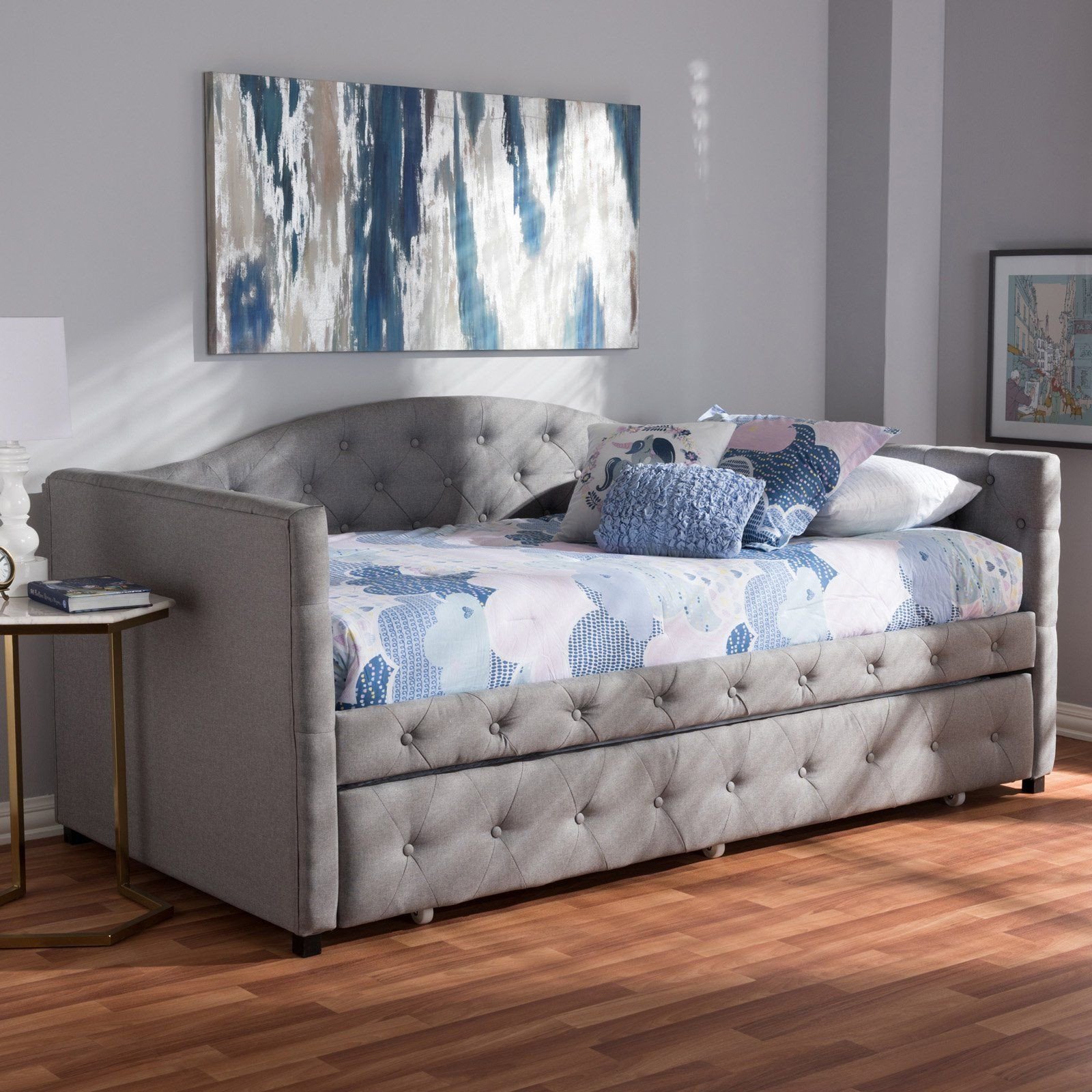 Bedroom Furniture Sale Clearance Inspirational Baxton Studio Gwendolyn Upholstered Daybed with Trundle In