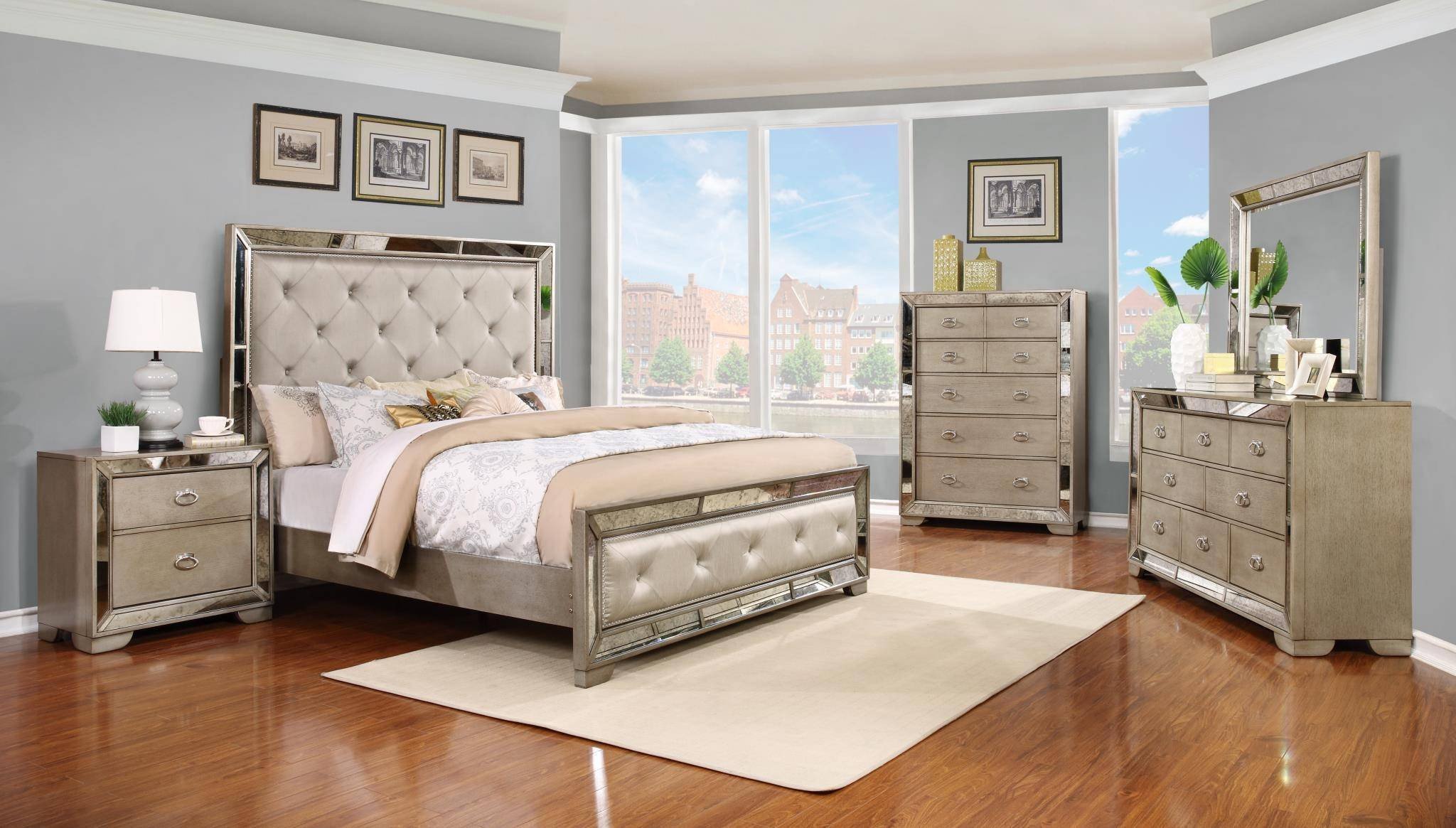 Bedroom Furniture Set Cheap Luxury soflex Lilyanna Diamond Tufted Headboard Queen Bedroom Set