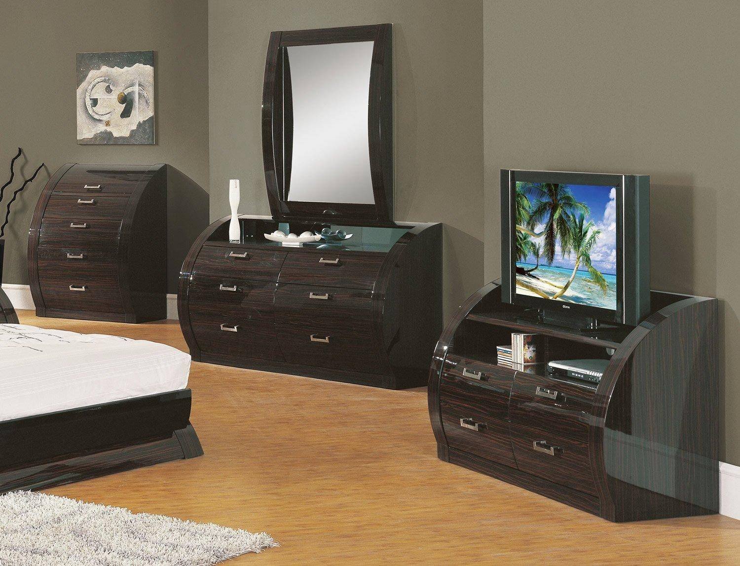 Bedroom Furniture Set Cheap New Contemporary Wenge Zebrano Lacquer Queen Bedroom Set 5pcs