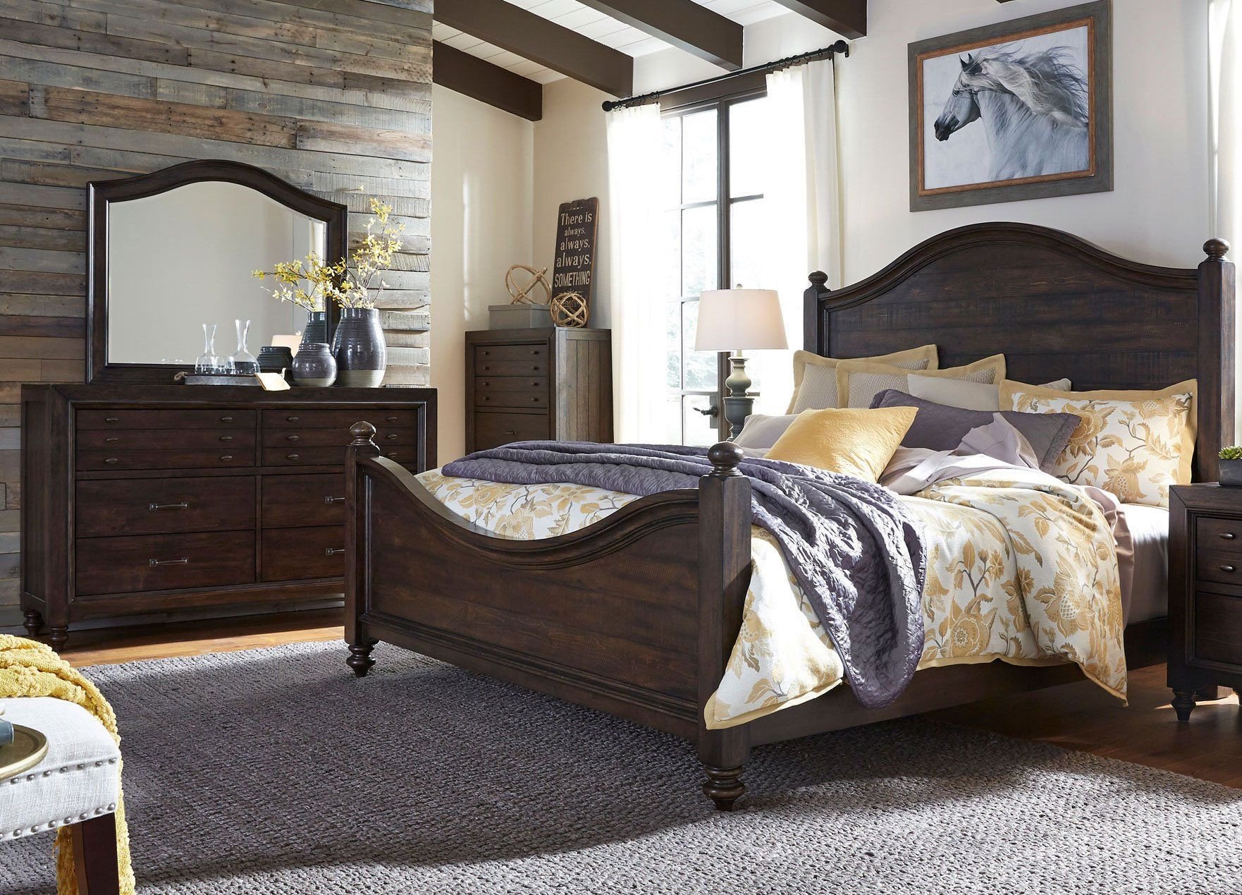 Bedroom Furniture Set King Elegant Traditional Dark Brown 3 Piece King Bedroom Set Catawba