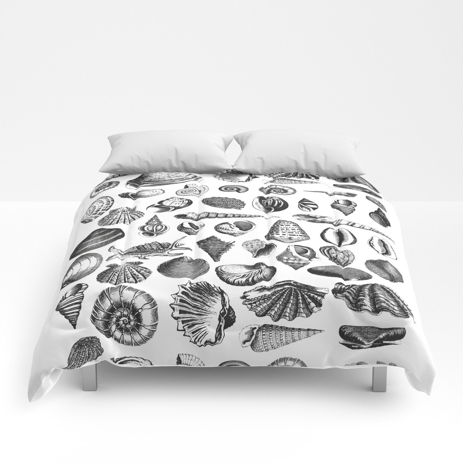 Bedroom In A Bag with Curtains Inspirational Vintage Sea Shell Drawing Black and White forters