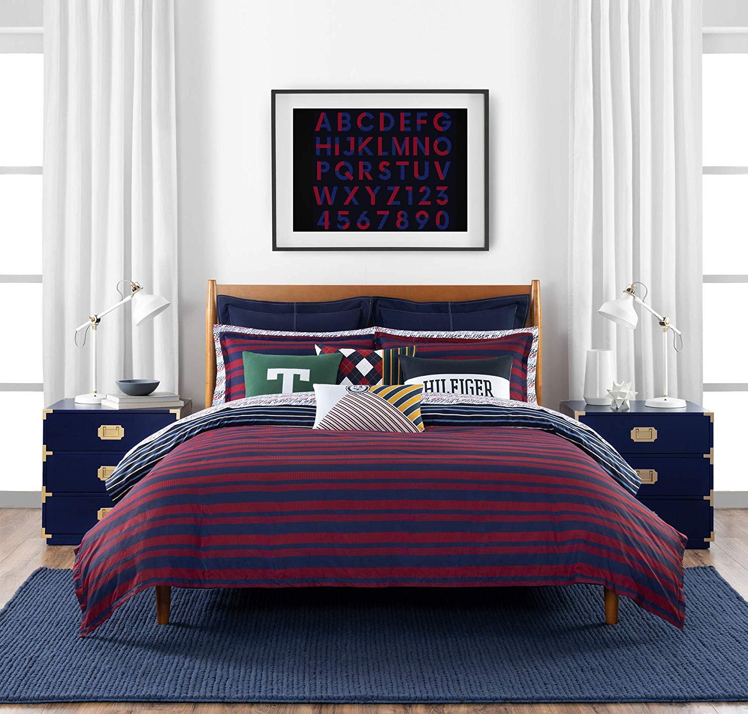 Bedroom In A Bag with Curtains Lovely tommy Hilfiger Heritage Stripe Bedding Collection forter Set Full Queen Navy Red