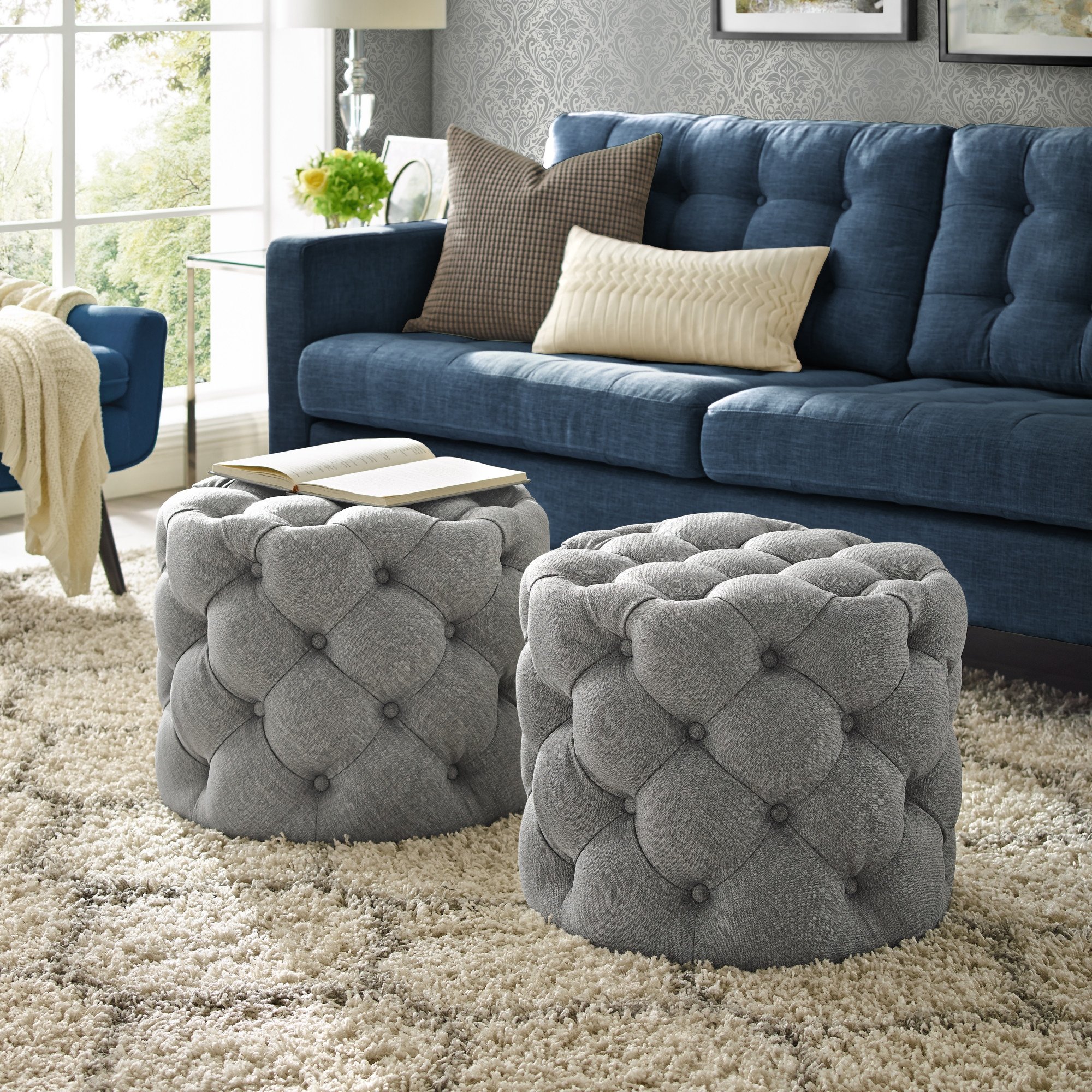 Bedroom Ottoman Storage Bench New Details About Velvet or Linen Tufted Ottoman Bench Foot Stool Fabric Bedroom Round 1 Pc