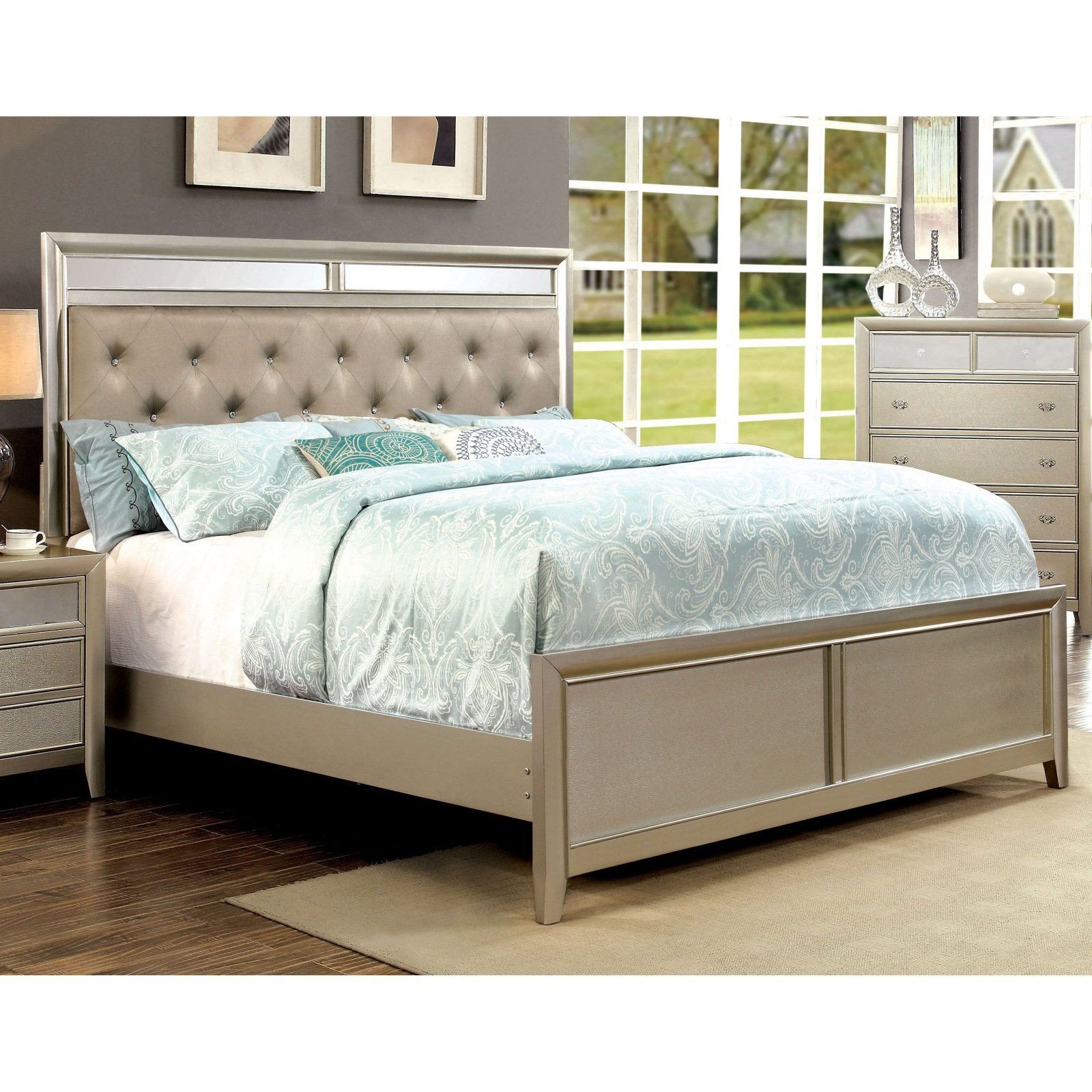 Bedroom Set California King Lovely Furniture Of America Glendora Upholstered Panel Bed Size