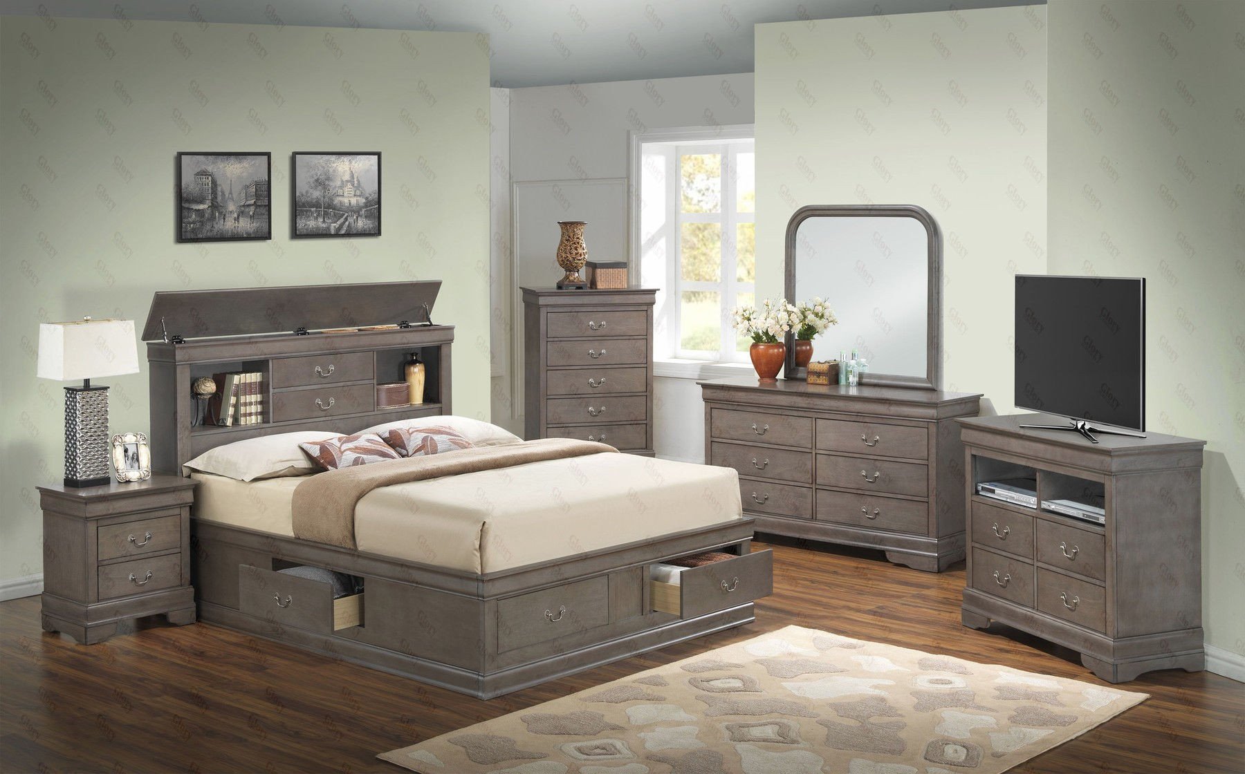 Bedroom Set with Mattress Included New Louis Philippe B Queen Set Gray Queen Size B 2ns Dr Mr Ch