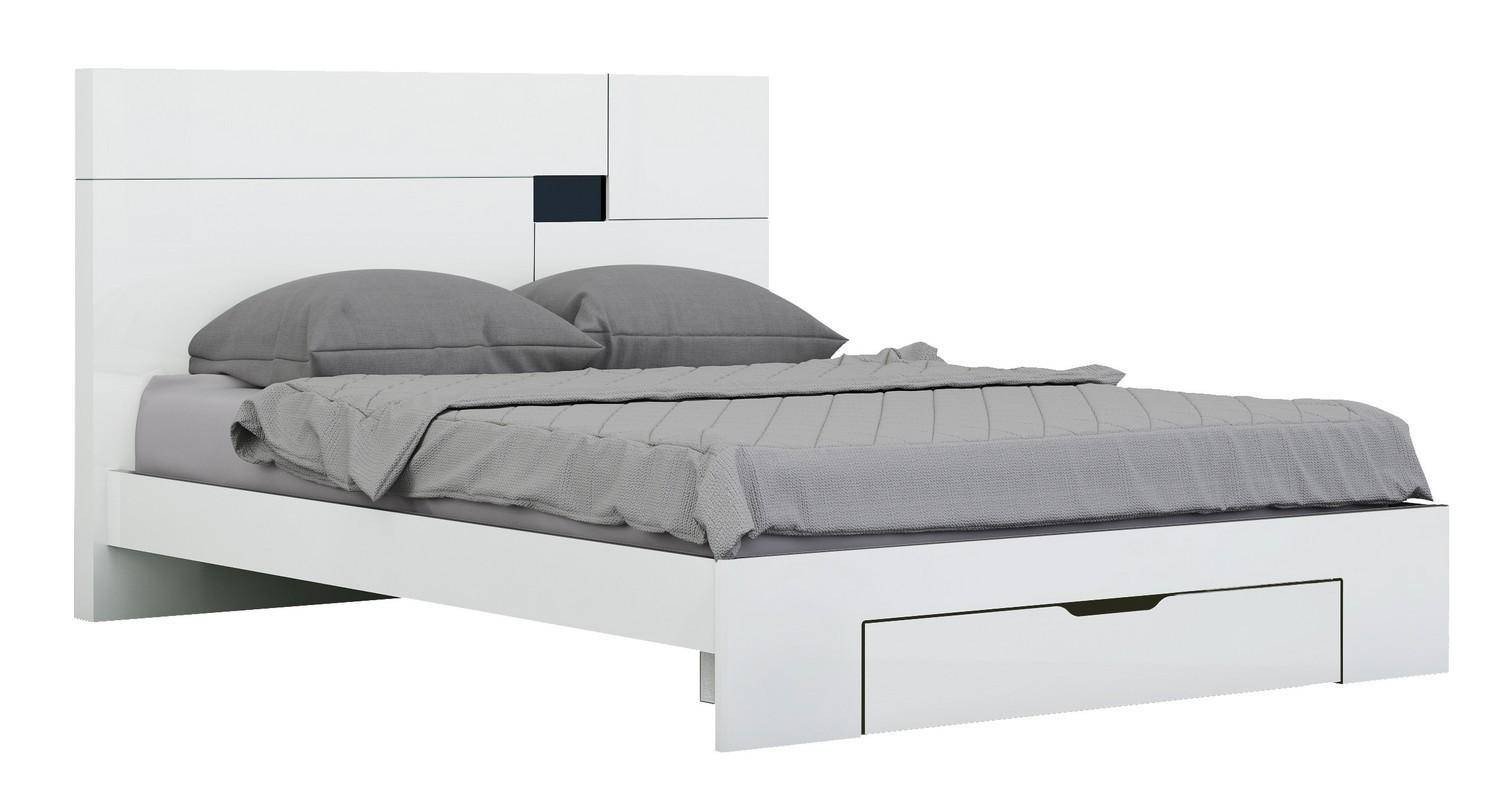 Bedroom Set with Mattress Luxury White High Gloss Finish Queen Bedroom Set 3pcs Modern Global