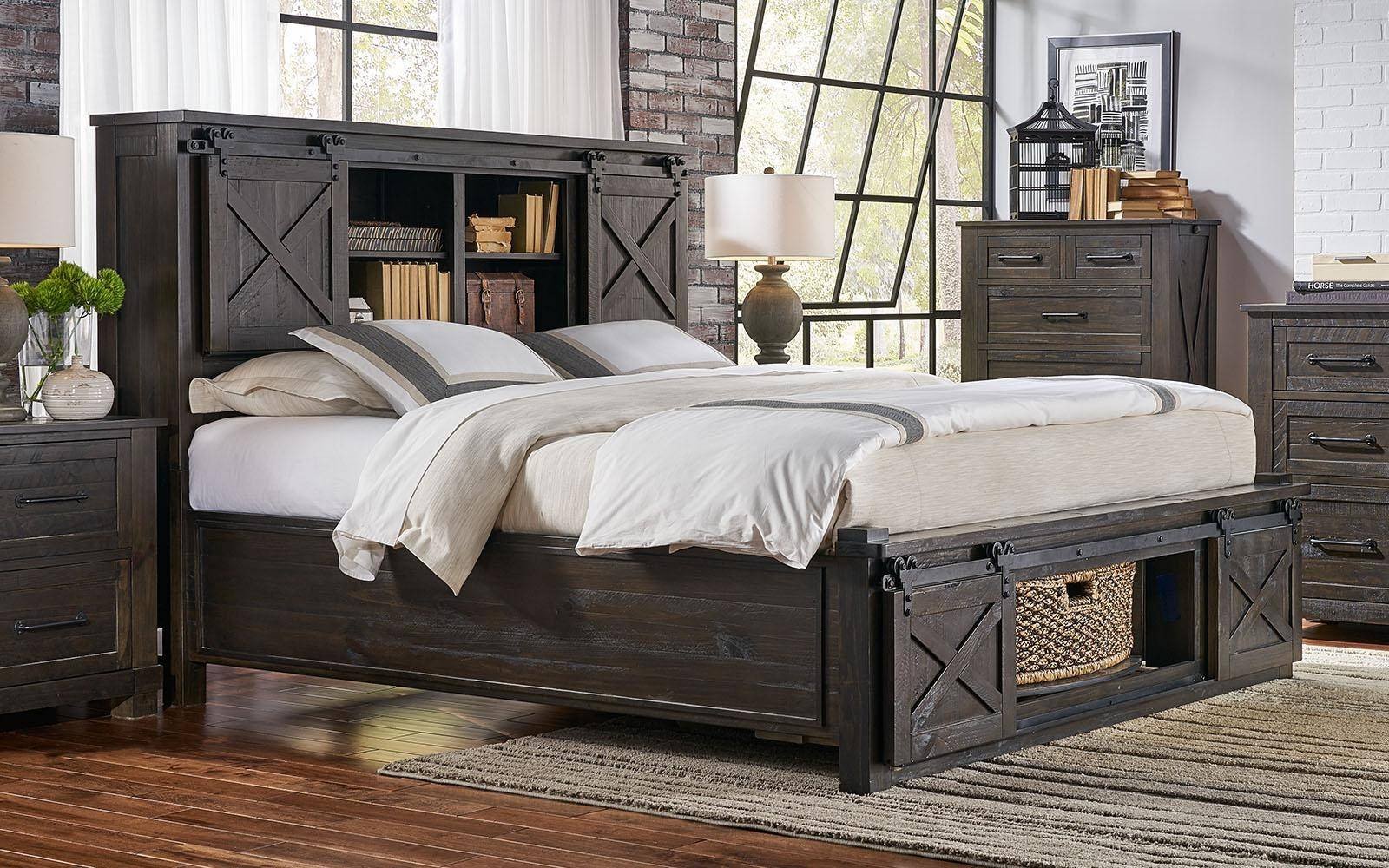 Bedroom Set with Storage Awesome Rustic Queen Rotating Storage Bedroom Set 5pcs Suvcl5032 A