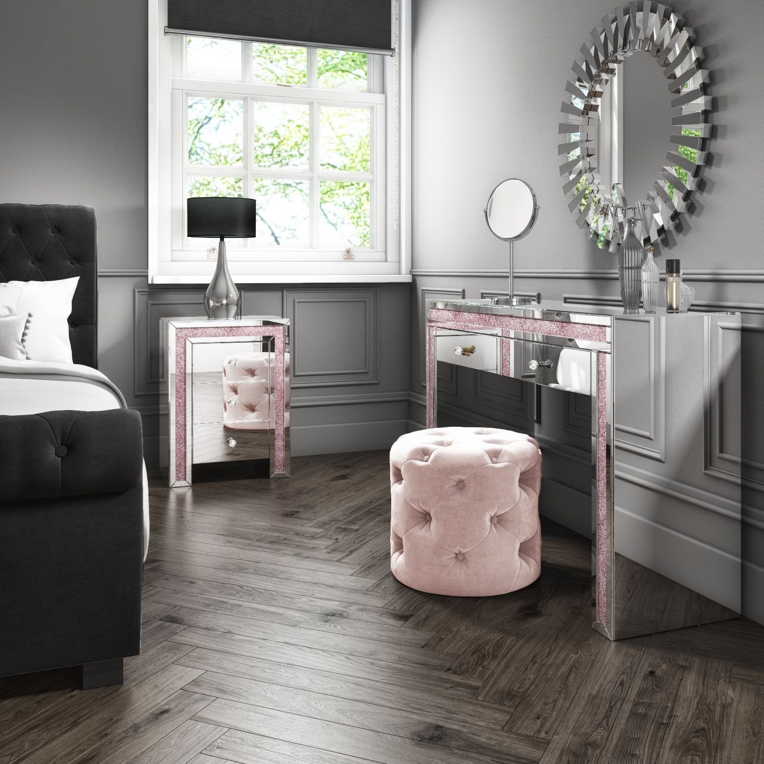 Bedroom Table and Chairs Beautiful Mariah Crush Diamond Mirrored Dressing Table In Pink Mah005