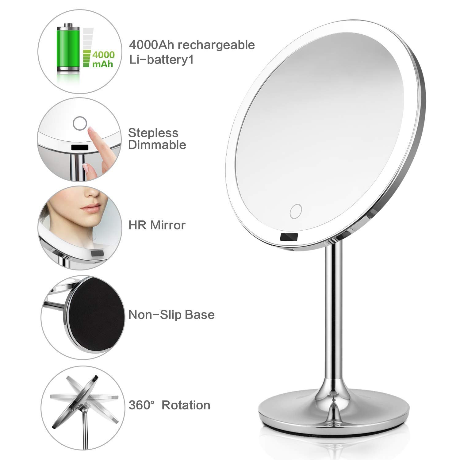 Bedroom Vanity with Light Fresh Brightinwd 8 5&quot; Lighted Makeup Mirror with Sensor Makeup Vanity Mirror with Lights Brightness Control Rechargeable and Cordless Polished Chrome