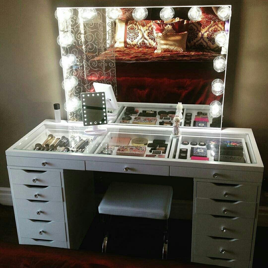 Bedroom Vanity with Light Fresh Impressions Vanity with Ikea Alex Drawers