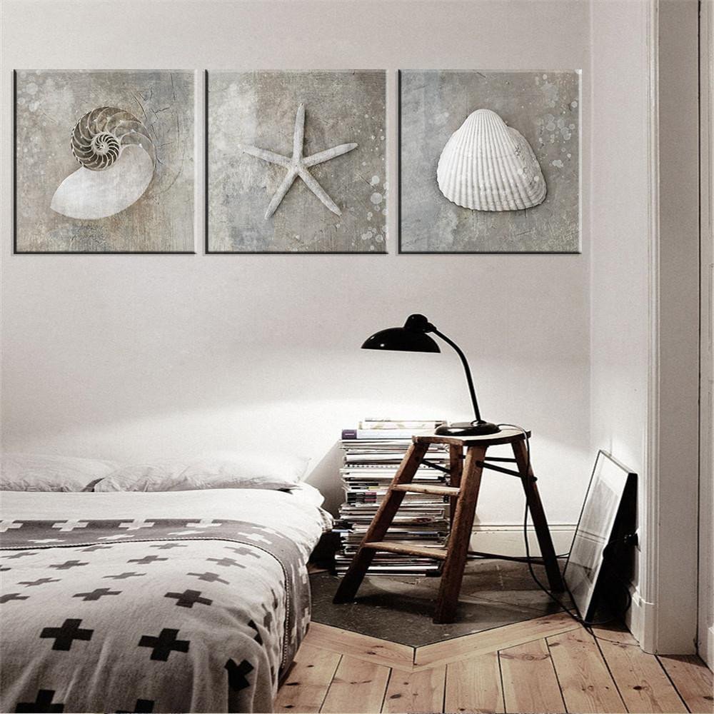 Bedroom Wall Art Decor Fresh 2019 Vintage Grey Shell Wall Art Painting Sea Shell Canvas Poster for Living Room Bedroom Home Decor From World View $12 97