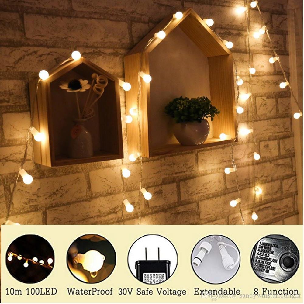 Best String Light for Bedroom New 33ft 100 Leds Globe String Lights Starry Fairy Lights Ball String Lights for Outdoor Indoor Bedroom Garden Patio Wedding Christmas Tree Outdoor