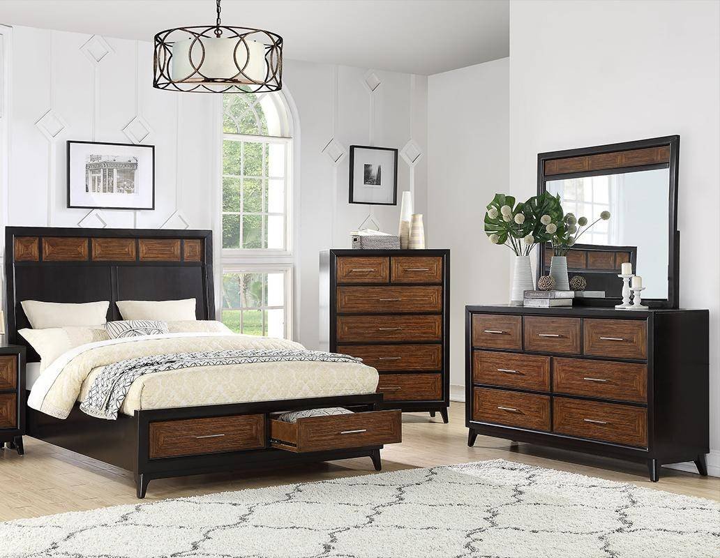 Black and Brown Bedroom Luxury 4 Drawers Dresser F4898 Brown Black Wood Poundex Contemporary