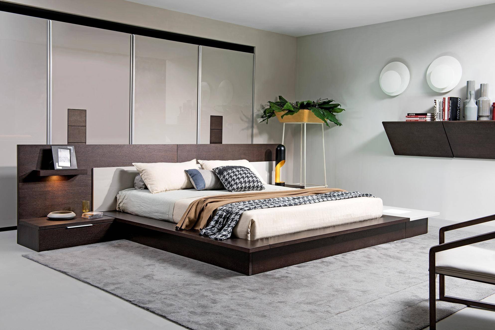 Black and Brown Bedroom Luxury Vig Modrest torino Brown Oak Grey Queen Bed W Lights Built