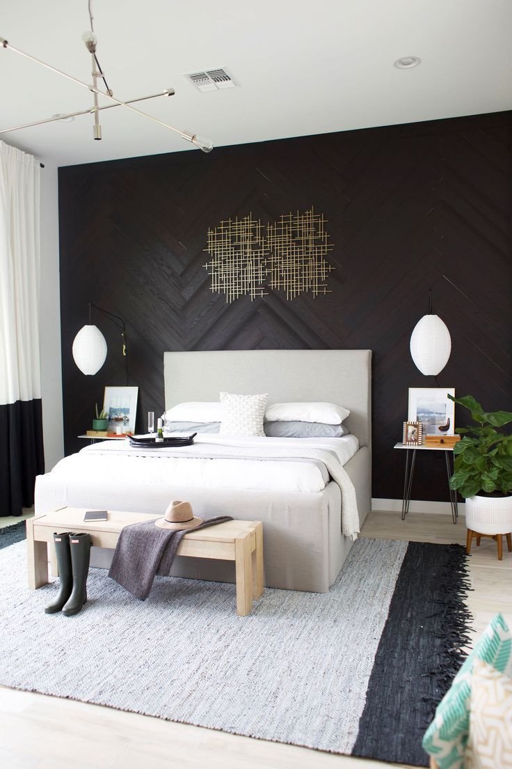 Black and Silver Bedroom Ideas Unique Master Bedroom Reveal Diy Herringbone Wall with Stikwood