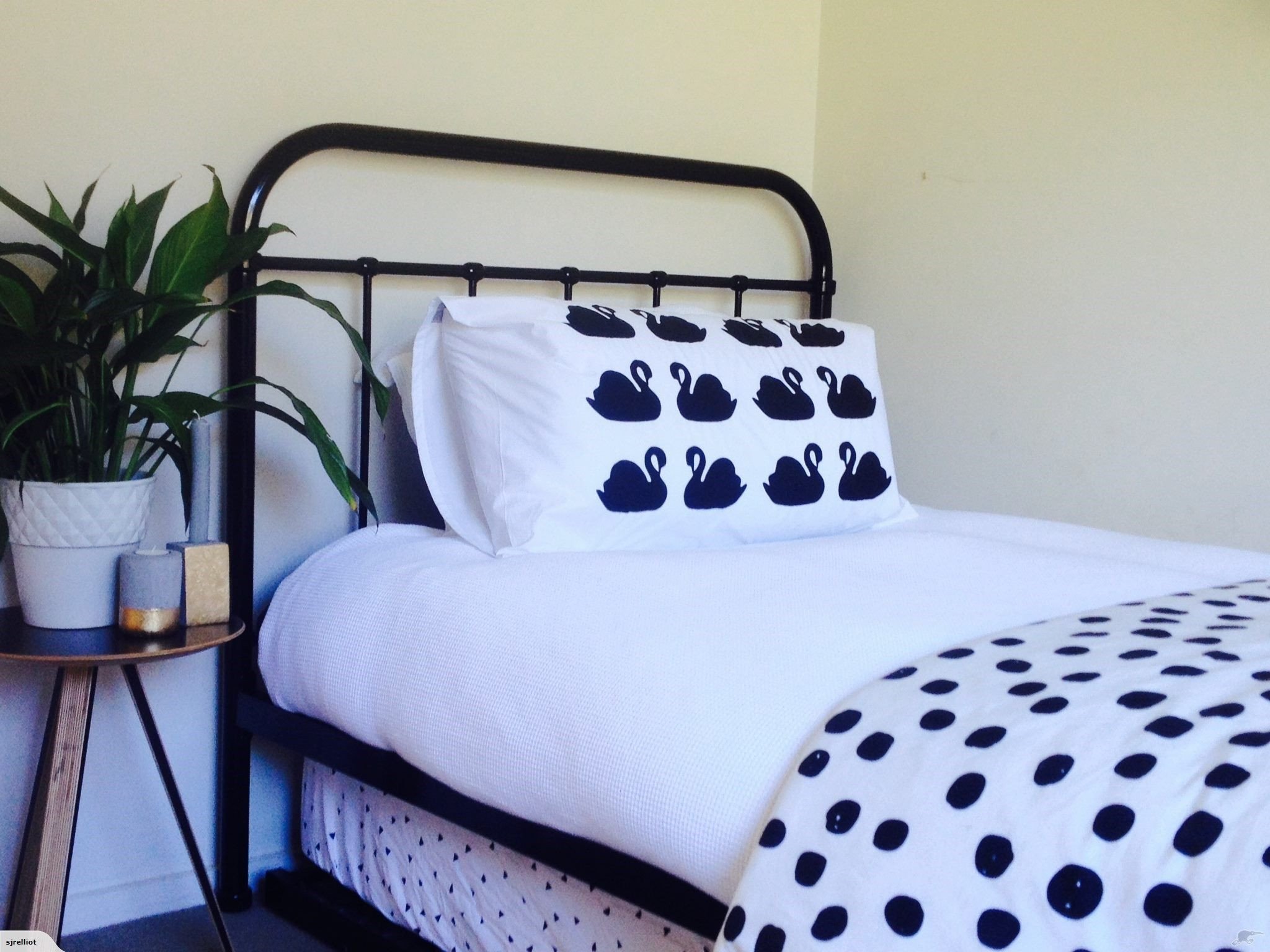 Black and White Teenage Bedroom Lovely Sale King Single Iron Metal Bed Black or White