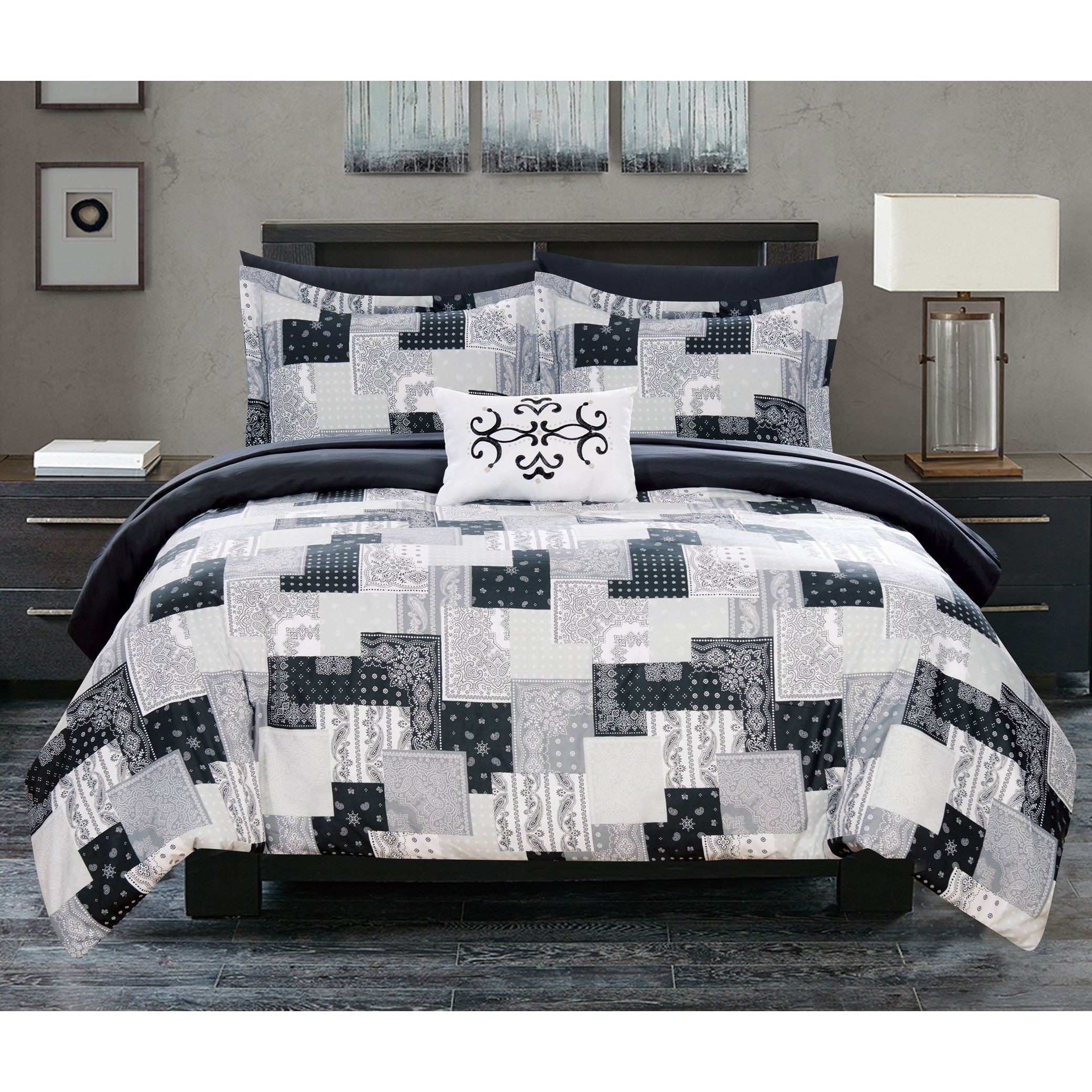 Black Bedroom Comforter Set Elegant Chic Home 8 Piece Reversible forter Set Patchwork Paisley