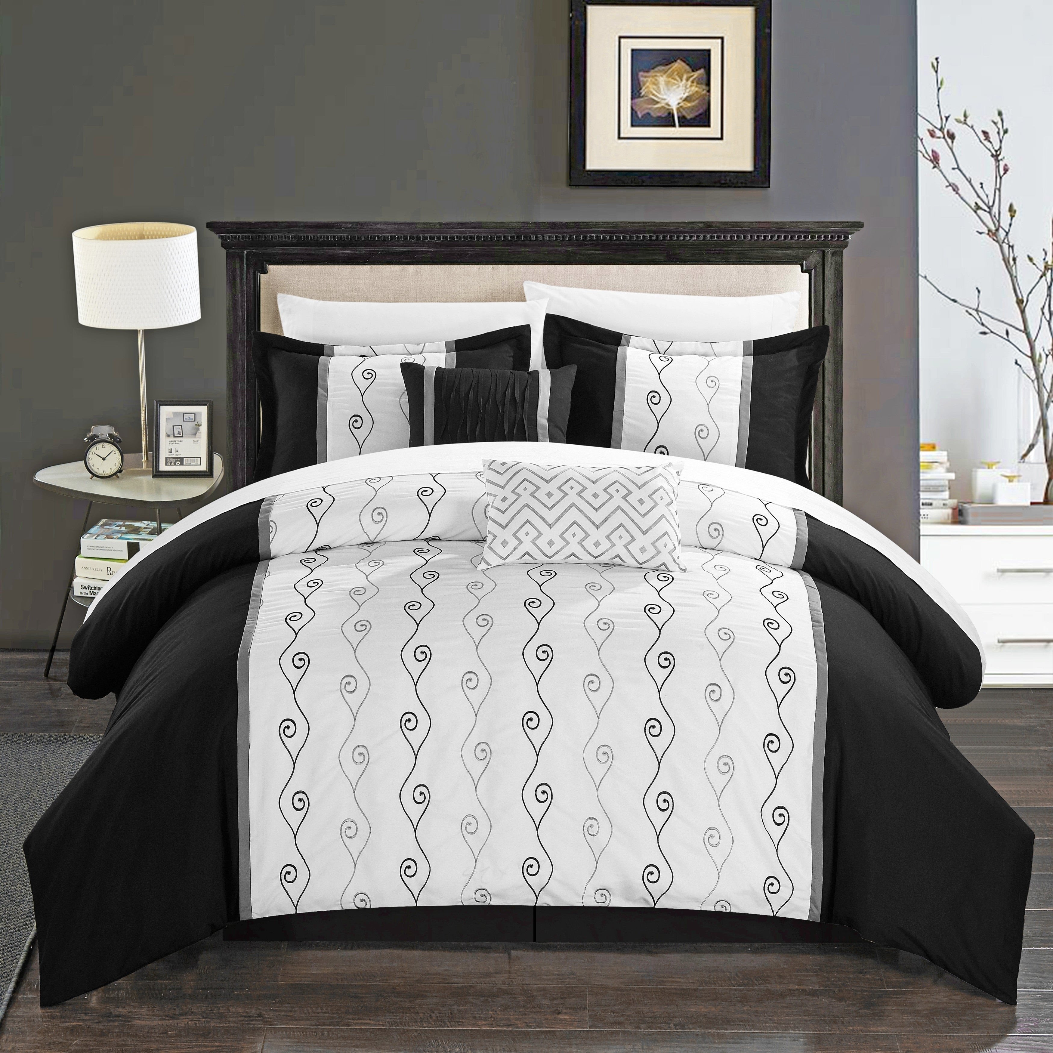 Black Bedroom Comforter Set Inspirational Chic Home Yohan Black Color Block Embroidered 6 Piece forter Set