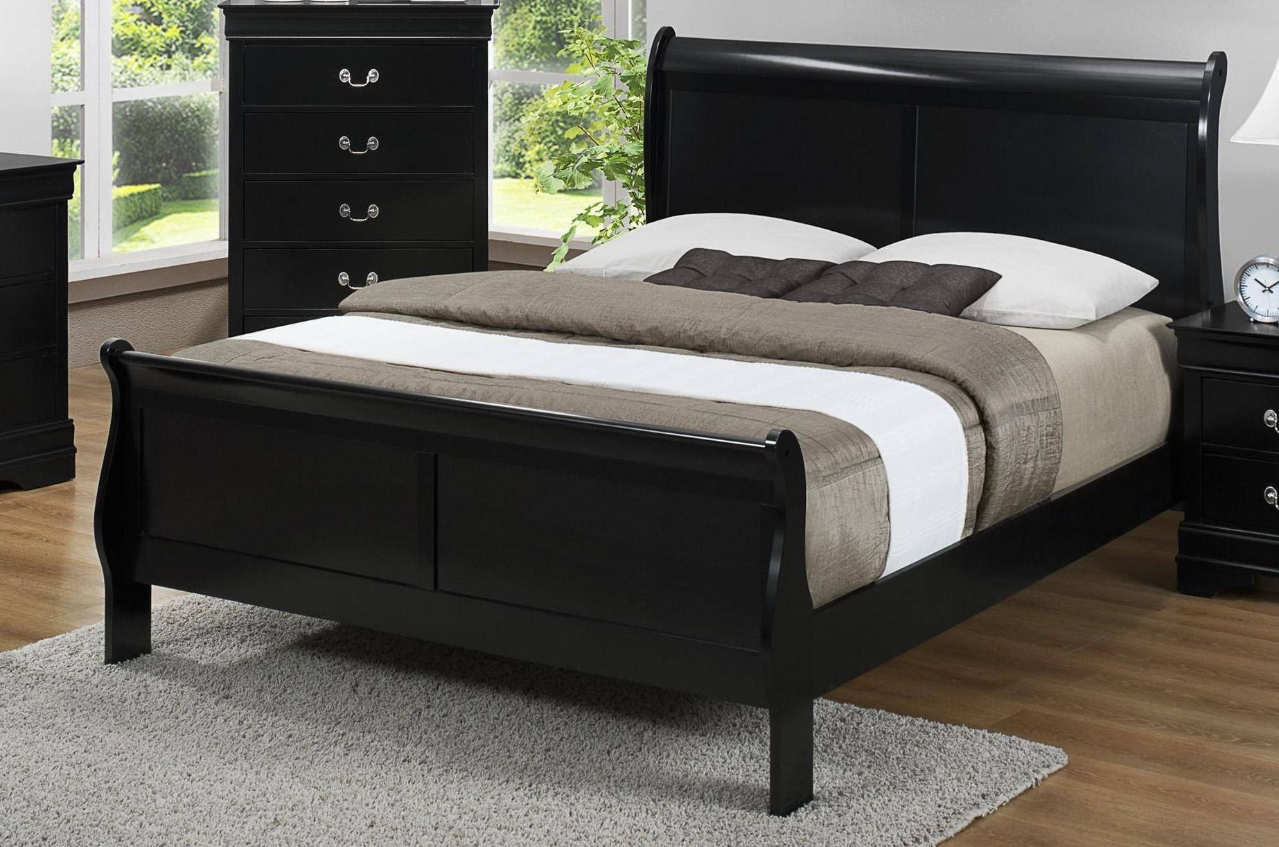 Black Bedroom Furniture Decor New Crown Mark B3900 Louis Philip Modern Black Finish Queen Size