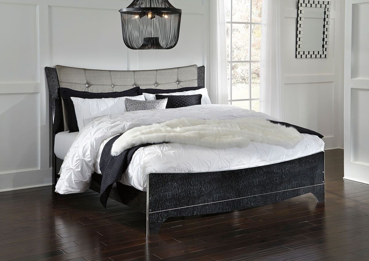 Black Bedroom Furniture Decor Unique Amrothi Black King Uph Panel Bed