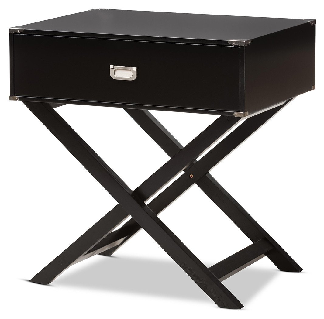 Black Bedroom Side Table Awesome Curtice 1 Drawer Wooden Bedside Table Black