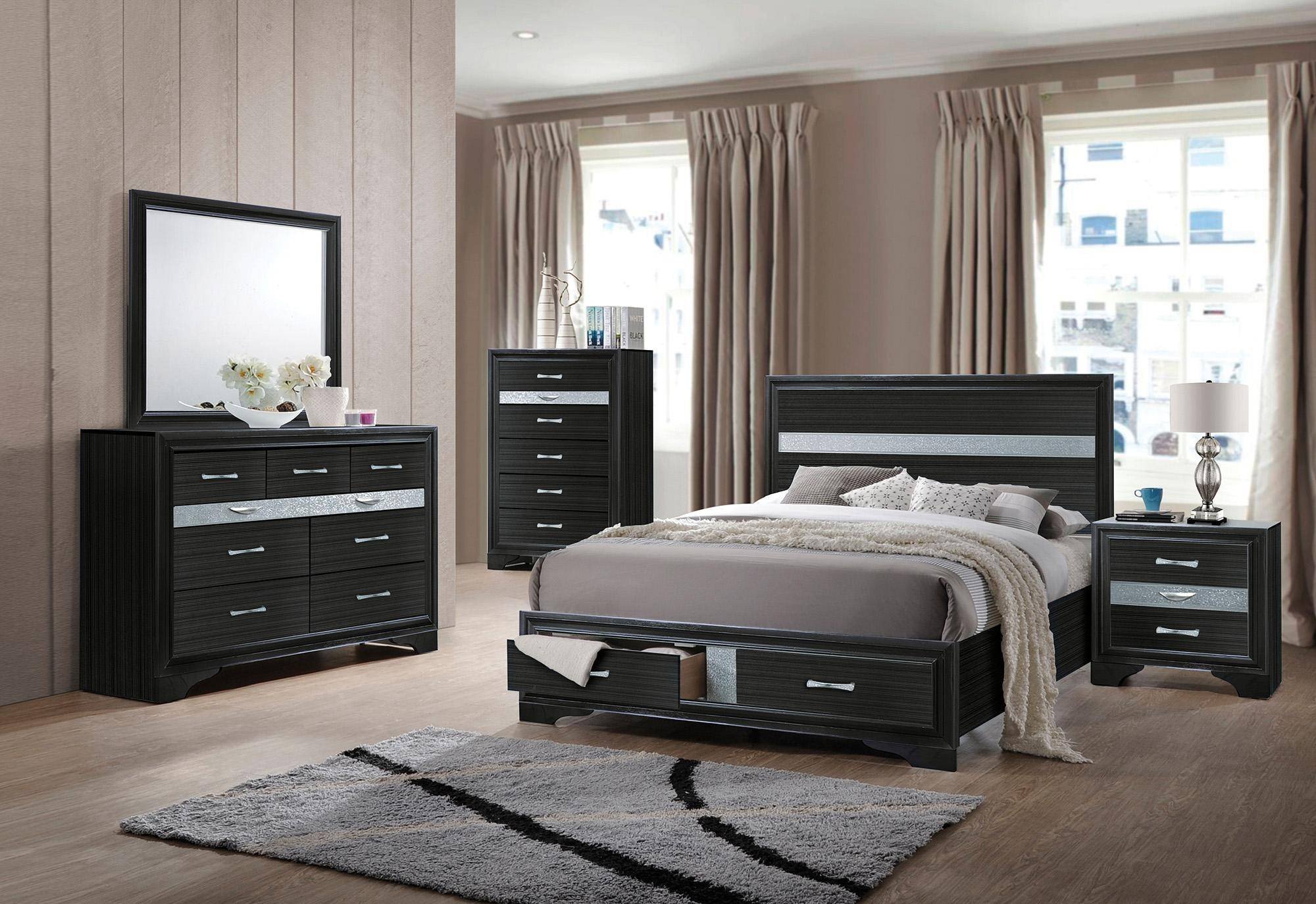 Black Mirror Bedroom Set Awesome Black Wood Queen Storage Bedroom Set 4pcs Naima Q Acme