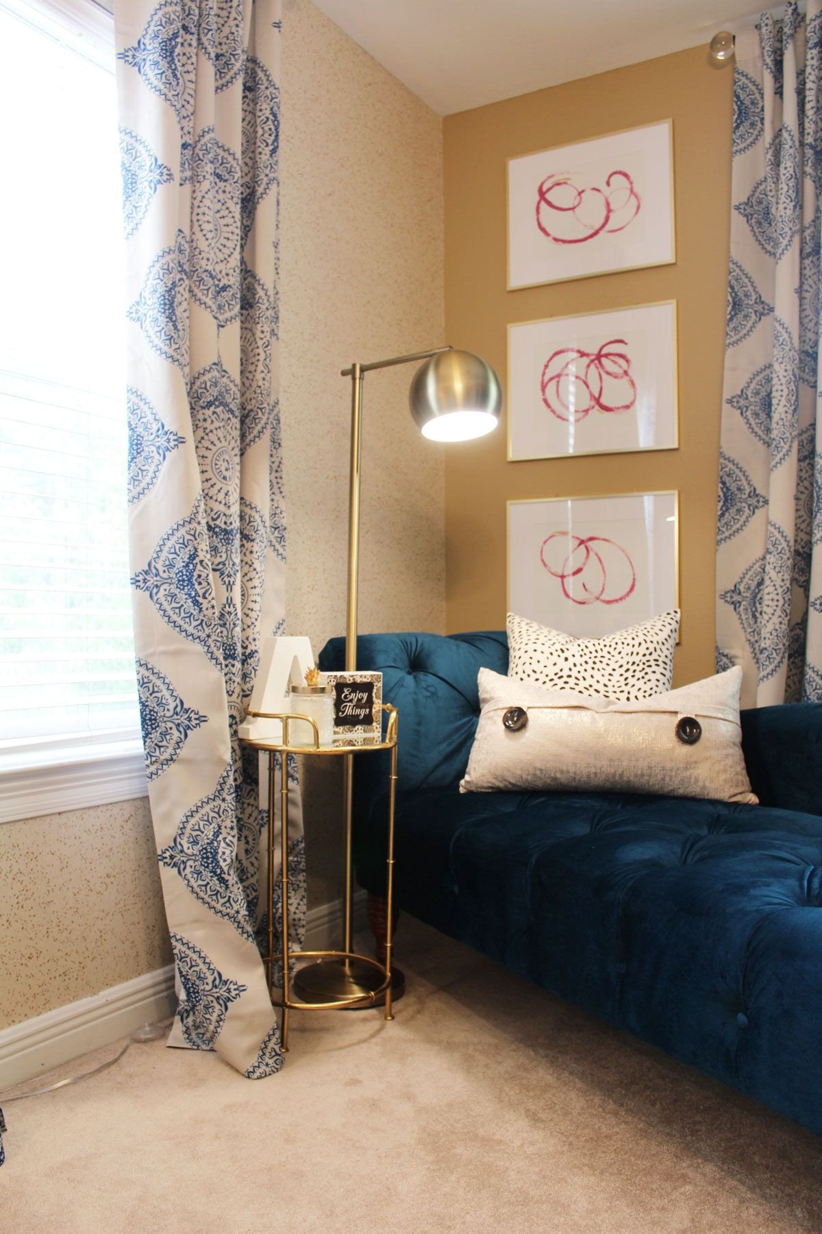 Blue and Gold Bedroom Awesome Pink and Blue Transitional Bedroom Reveal before &amp; after