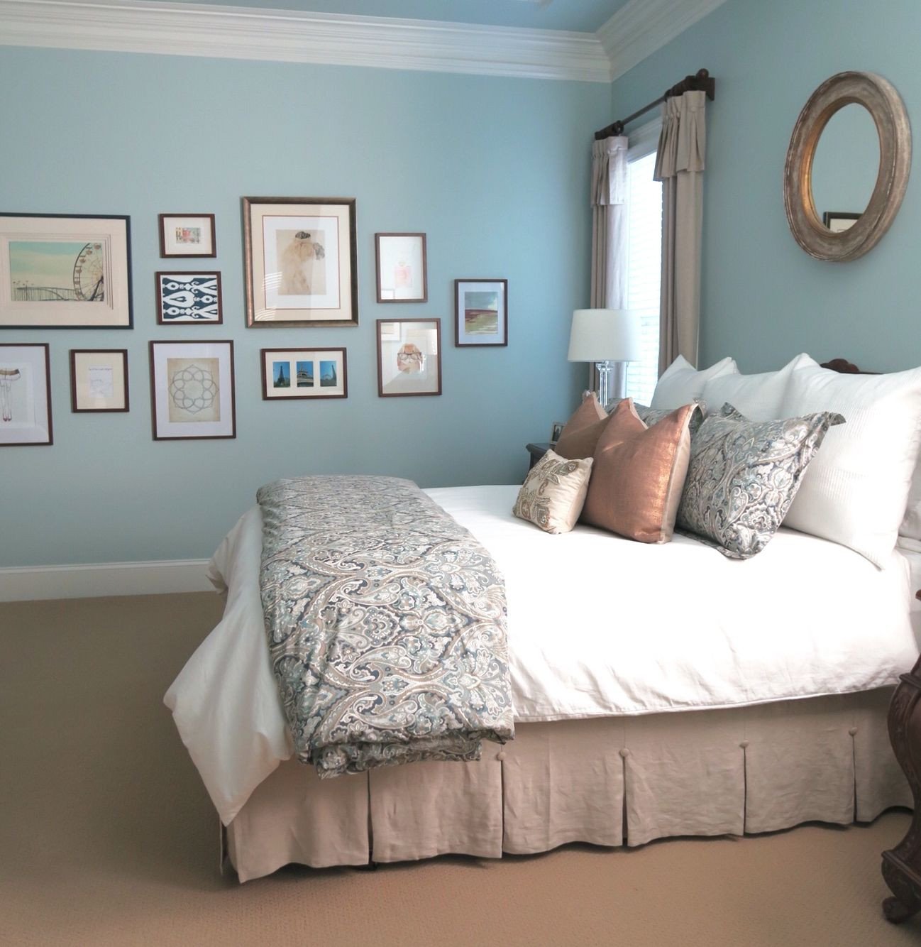 Blue and Gold Bedroom Best Of Beautiful Pale Blue Master Bedroom with Gallery Wall