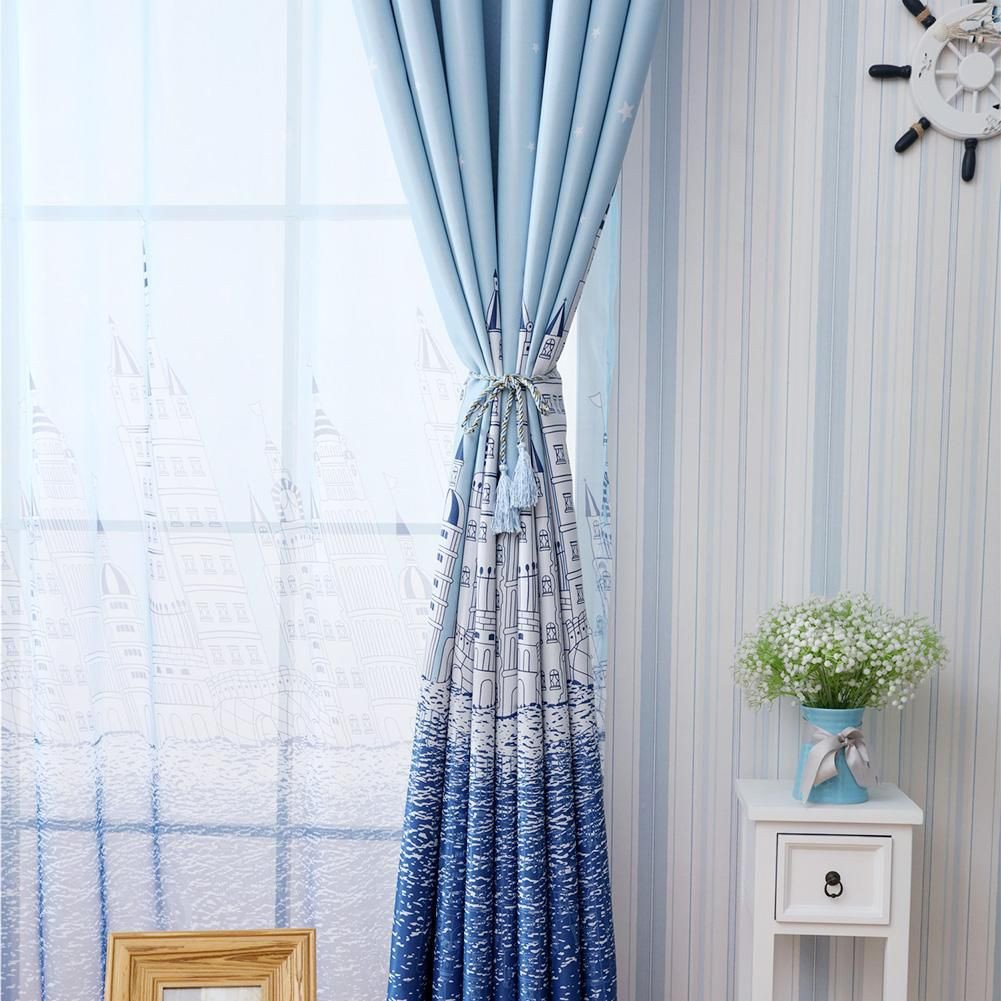 Blue Curtains for Bedroom Elegant Castle Print Blackout Curtains Bedroom Windows Decor Drapes