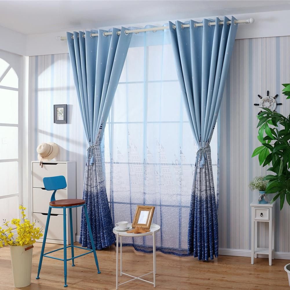 Blue Curtains for Bedroom Lovely Castle Print Blackout Curtains Bedroom Windows Decor Drapes