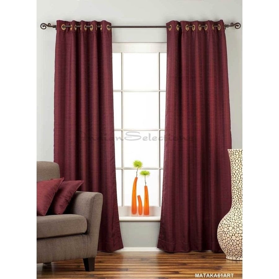 Burgundy Curtains for Bedroom Beautiful Dark Maroon Ring top Matka Raw Silk Curtain Drape Panel