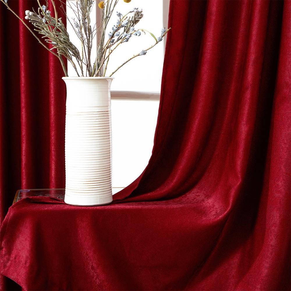 Burgundy Curtains for Bedroom Luxury 2019 Plain Velvet Cotton Curtains for Living Room Bedroom Door Window Panel Blackout Curtain Drapes Burgundy Grey Black Coffee Brown Y From