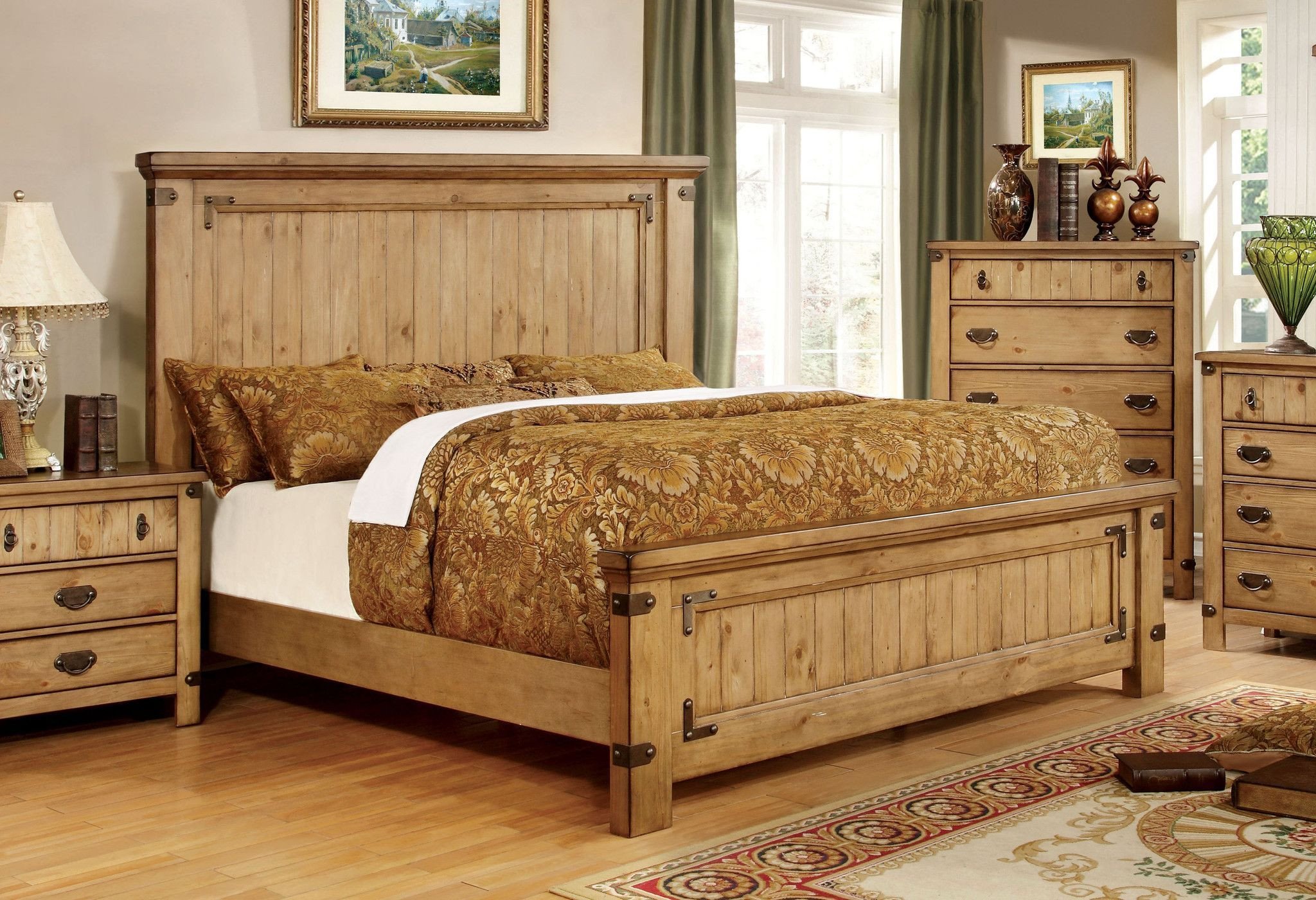 California King Bedroom Set Luxury Mallon Country Style Plank Cal King Bed In Weathered Elm