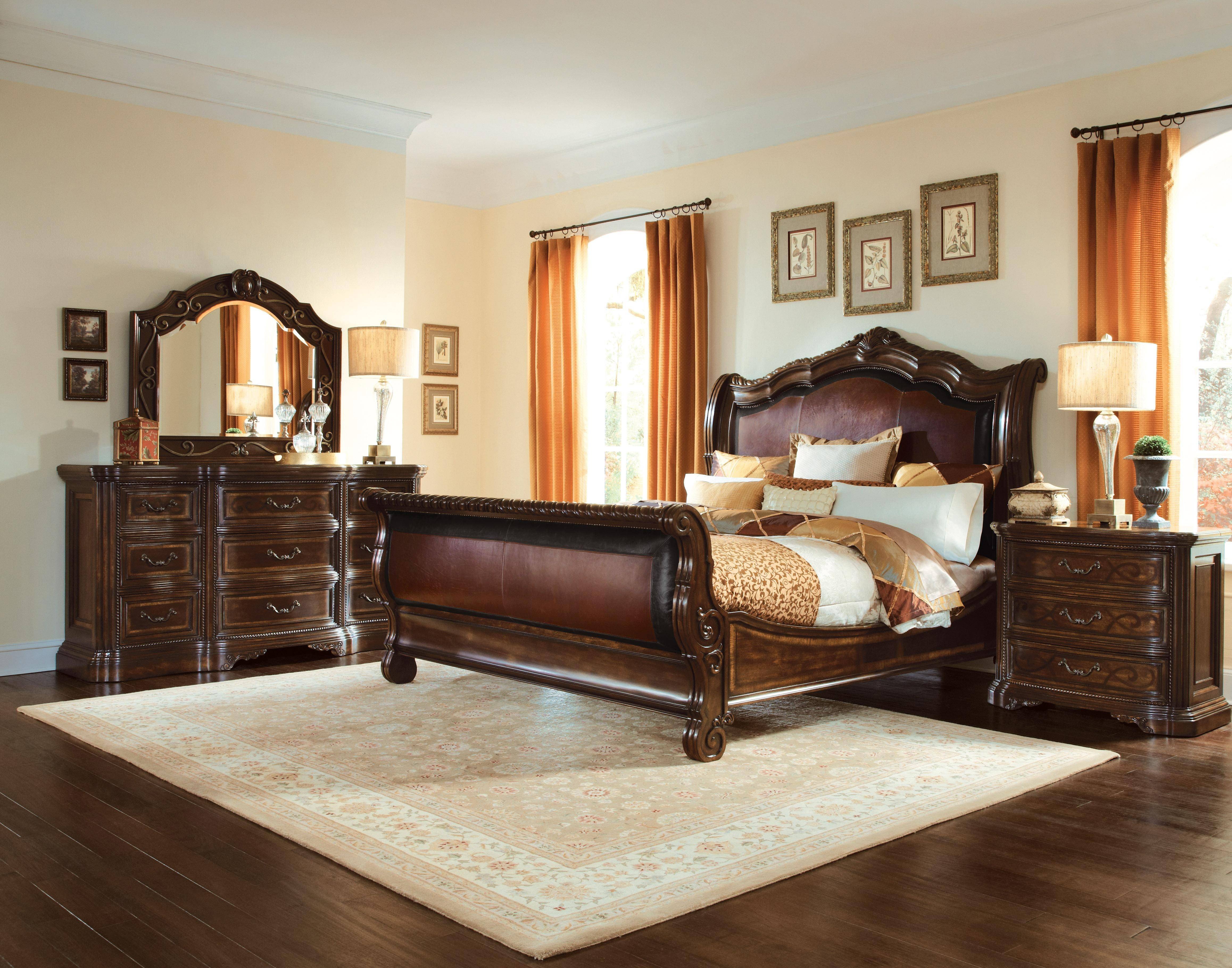 California King Size Bedroom Furniture Set Beautiful Traditional Dark Oak Faux Leather King Sleigh Bed Valencia A R T