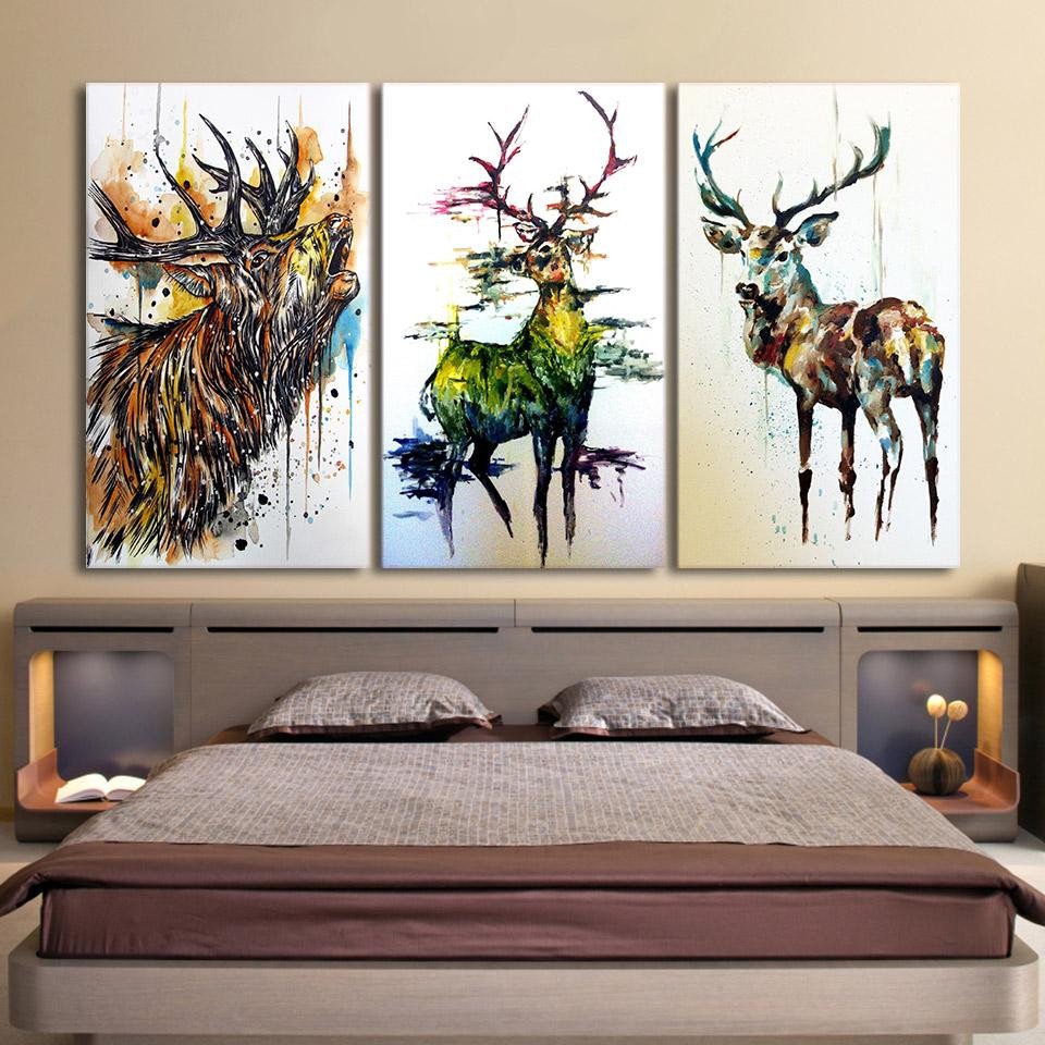 Canvas Painting for Bedroom Awesome Hd Printed 3 Piece Elk Graffiti Deer Canvas Paintings for