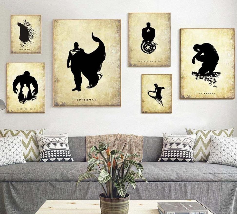 Canvas Painting for Bedroom Luxury Batman Superman Hulk Superheroes Vintage Poster Minimalist Art Canvas Painting Wall Picture Print Home Room Decoration 390