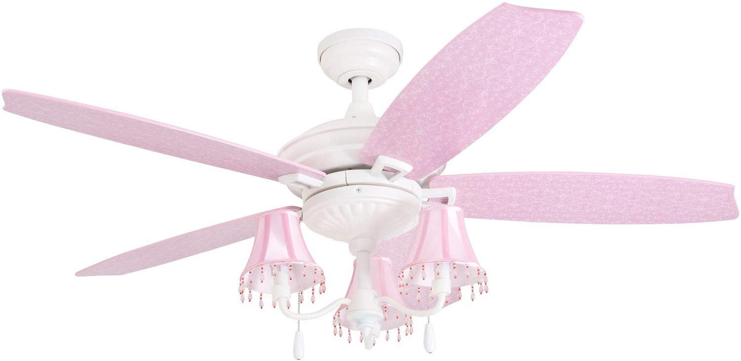 Ceiling Fans for Girl Bedroom Awesome Prominence Home Elsa 48&quot; Pink Ceiling Chandelier Lamp Shades Dusty Rose Blushing Glow Fan Blades Classic White