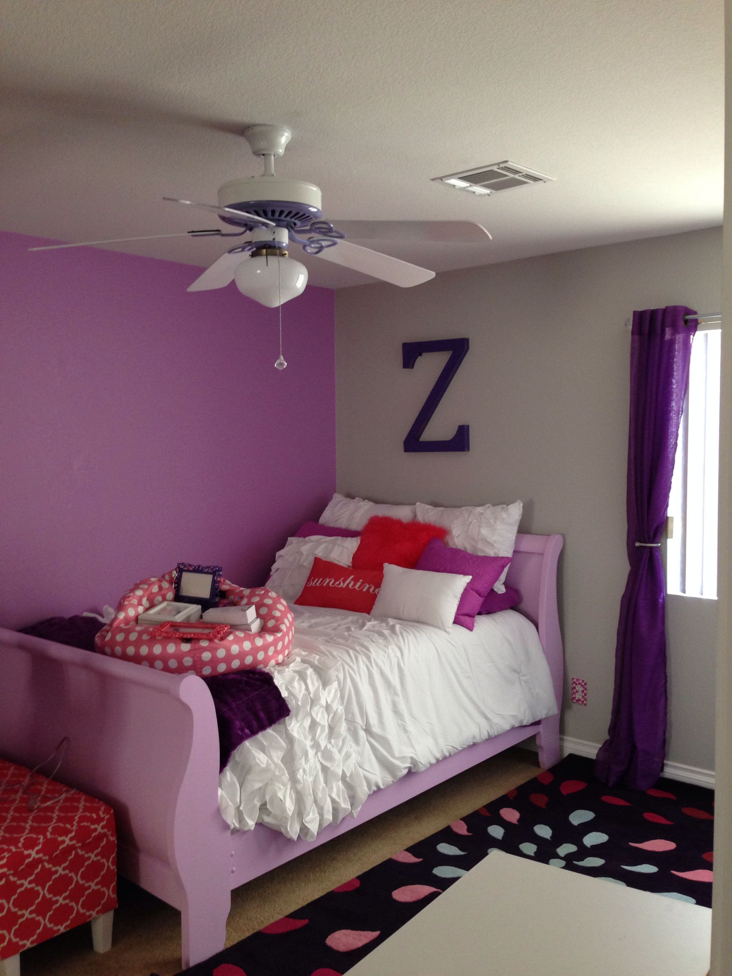 Ceiling Fans for Girl Bedroom Best Of Purple and Coral Girls Bedroom Painted Sleigh Bed $50 From