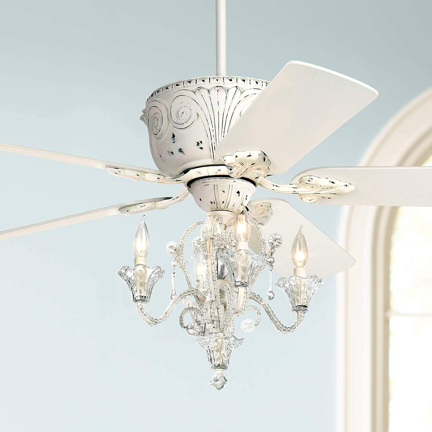 Chandelier for Teenage Girl Bedroom Best Of 52&quot; Casa Deville Vintage Chic Ceiling Fan with Light Led Crystal Chandelier Rubbed White for Living Room Kitchen Bedroom Family Dining Casa Vieja