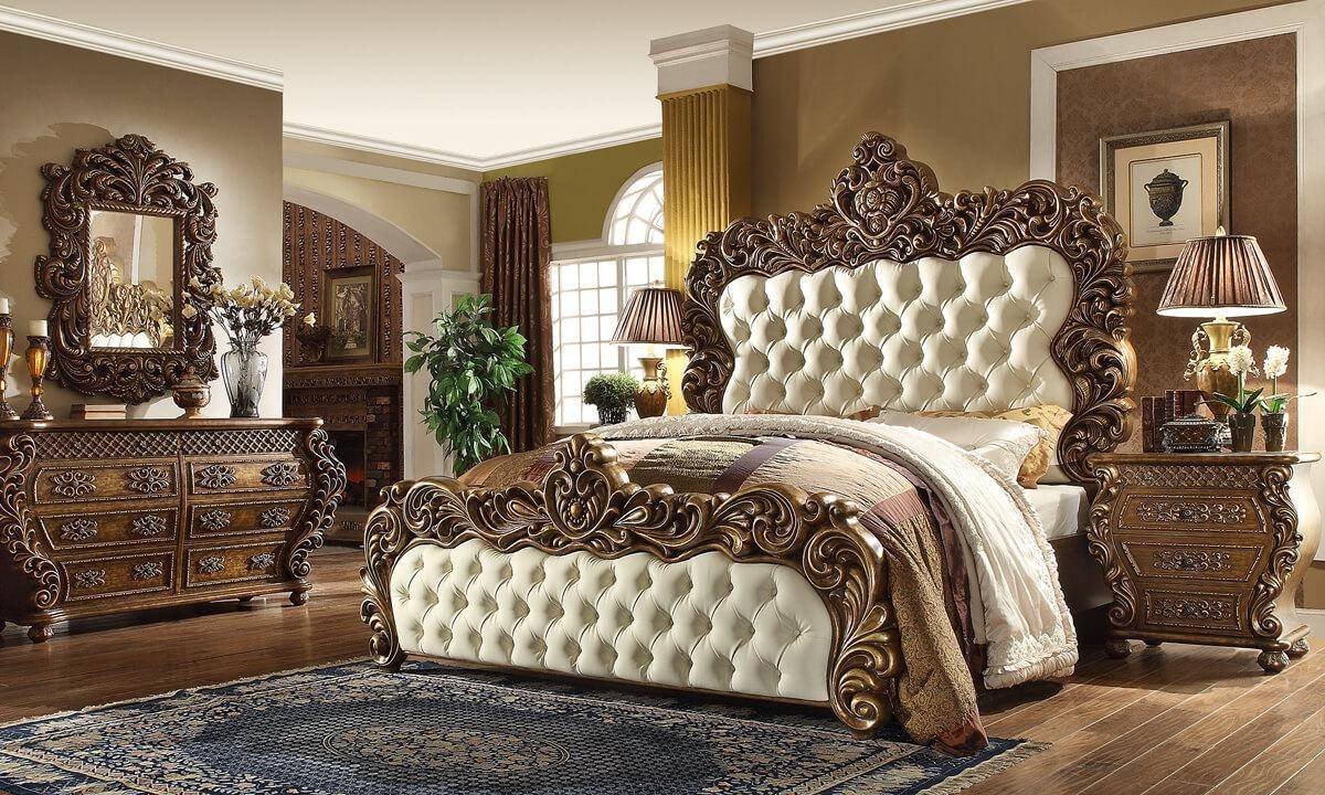 Cheap Bedroom Decor Online Shopping Best Of Rich Walnut Golden Finish King Bed Traditional Homey Design