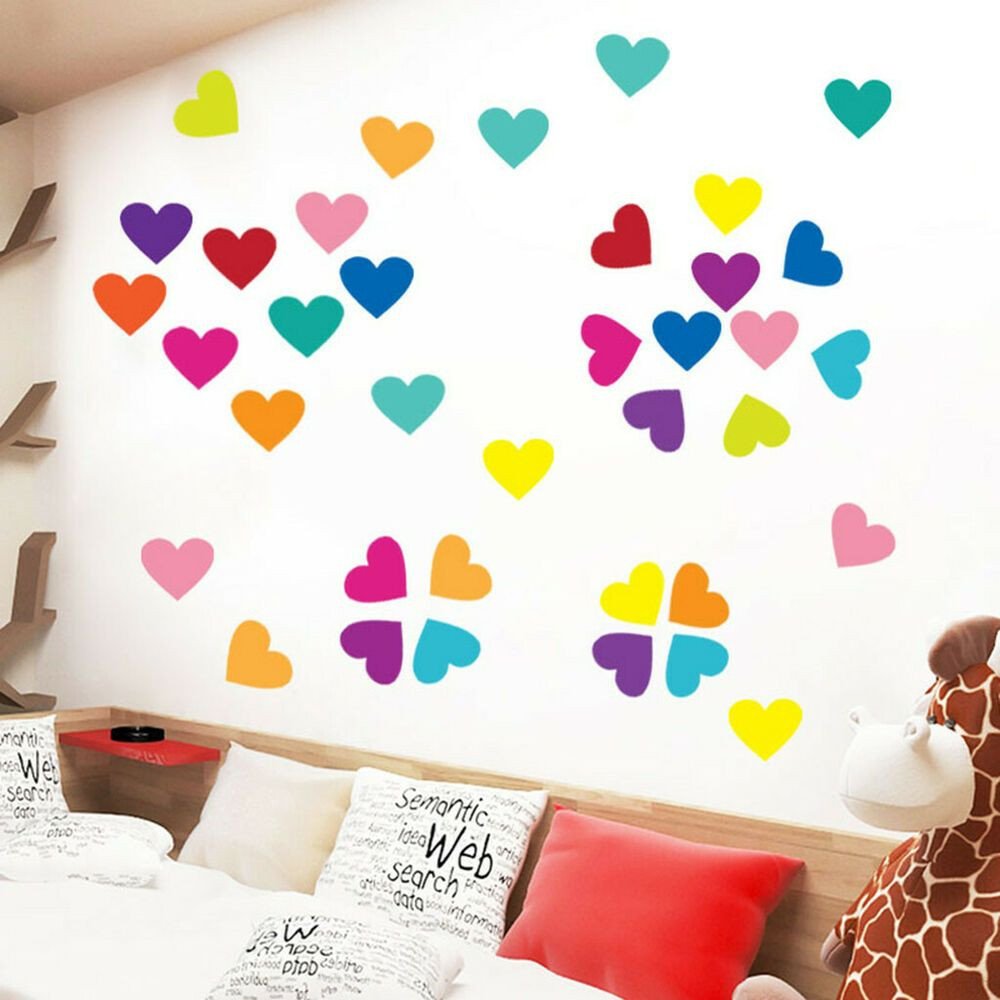 Childrens Bedroom Wall Stickers Removable Awesome Kids Boys Girls Bedroom Living Room Heart Shape Wall