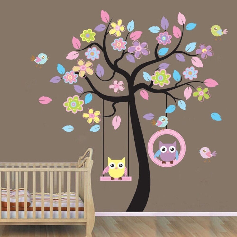 Childrens Bedroom Wall Stickers Removable New Animals Tree Owl Removable Wall Decal Sticker Kid Baby Nursery Room Wall Vinyl