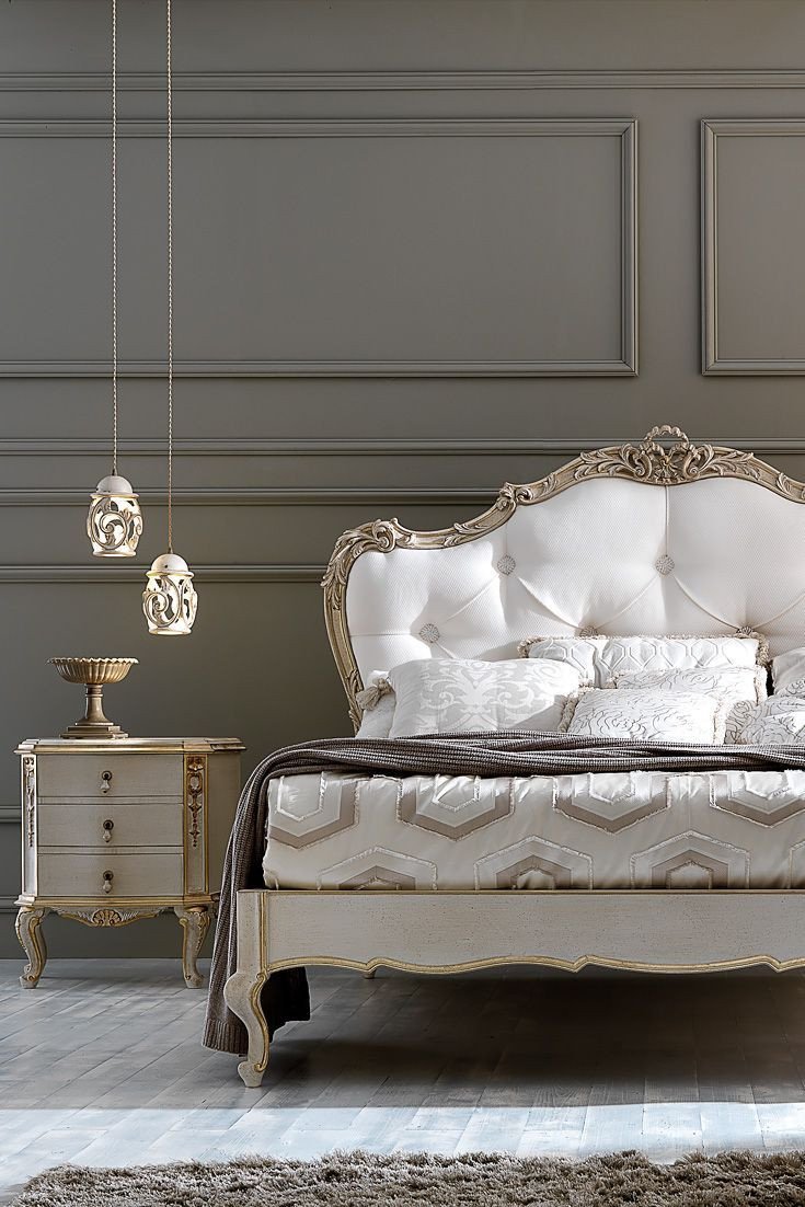 Classic Italian Bedroom Furniture Unique ornate Carved Italian Rococo button Upholstered Bed