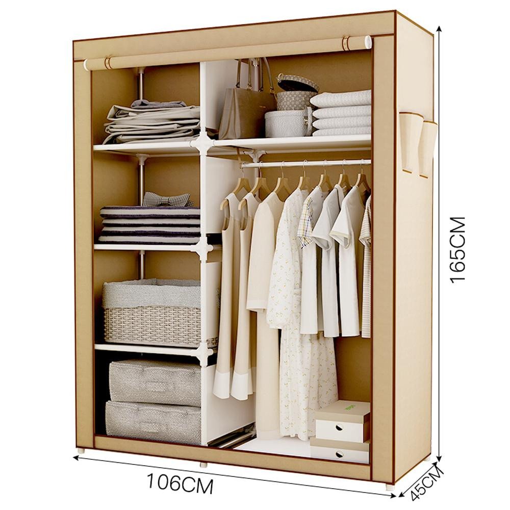 Clothing Rack for Bedroom Beautiful 2019 Hhaini Portable Clothes Storage Closet Double Wardrobe organizer with Rack Shelves From Bestangel $65 32