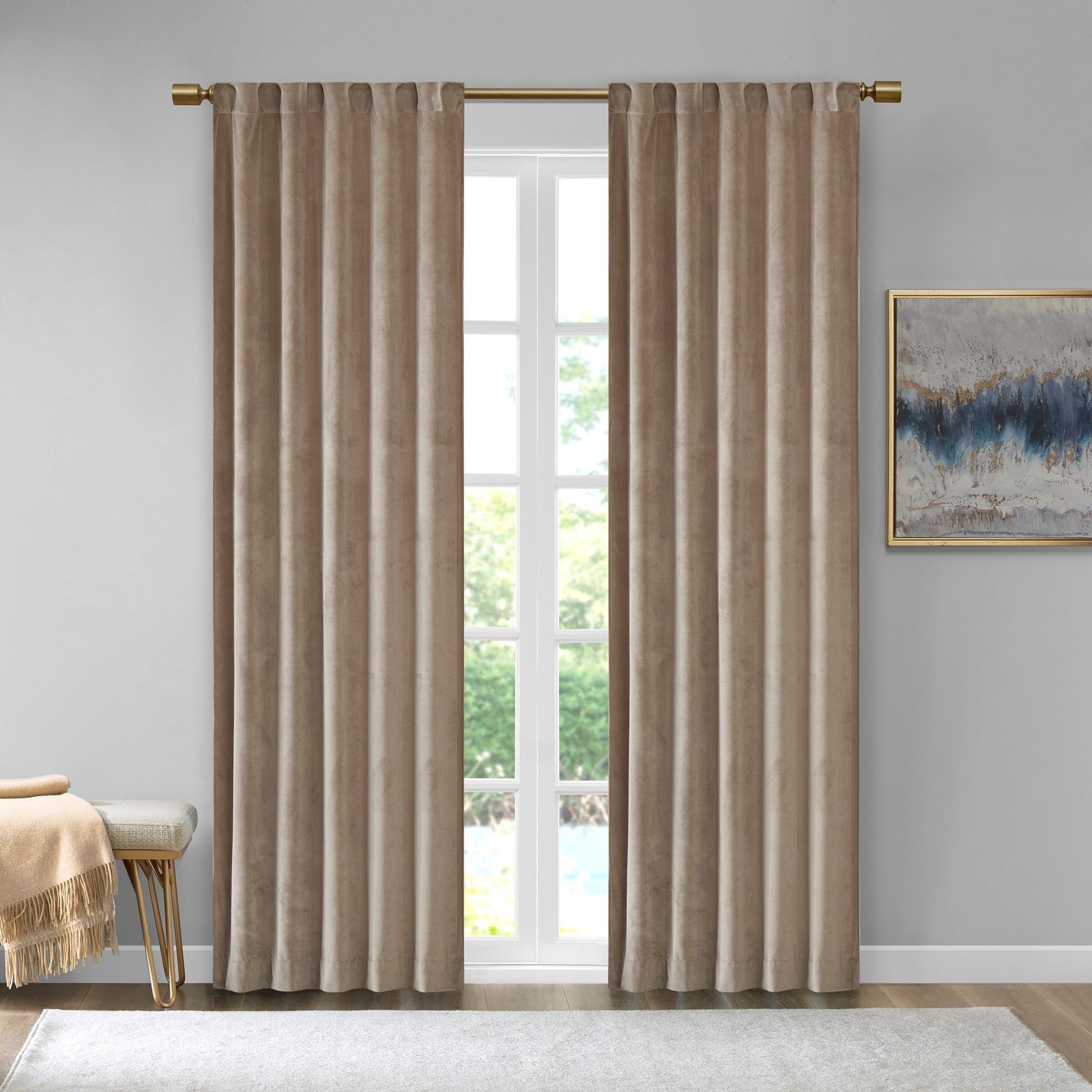 Colorful Curtains for Bedroom Luxury 37&quot;x95&quot; Bryce Poly Velvet Window Panel Pair Taupe Brown