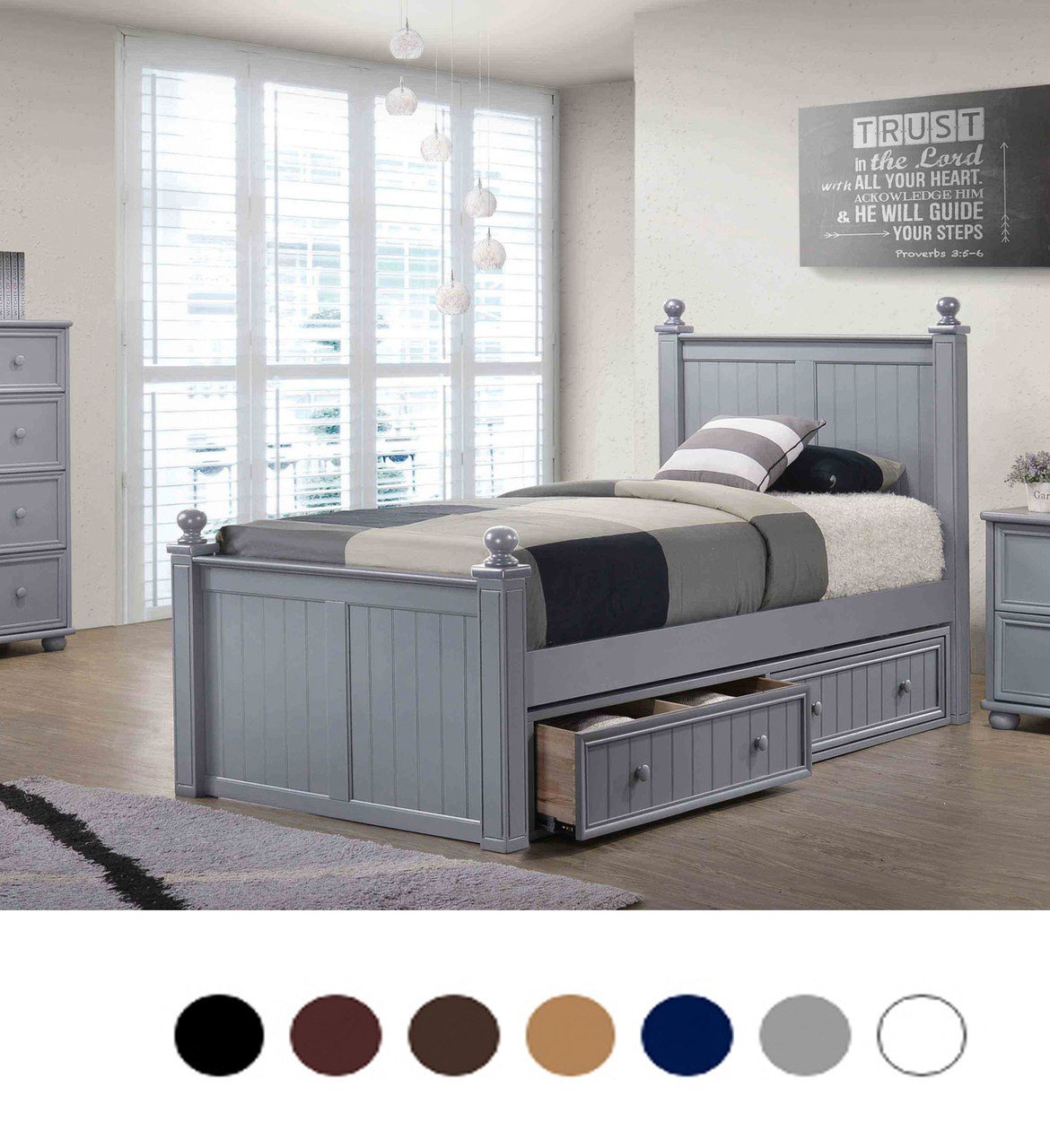 Cottage Style Bedroom Set Lovely Dillon Bead Board Twin Bed with Storage Drawers Trundle Bed