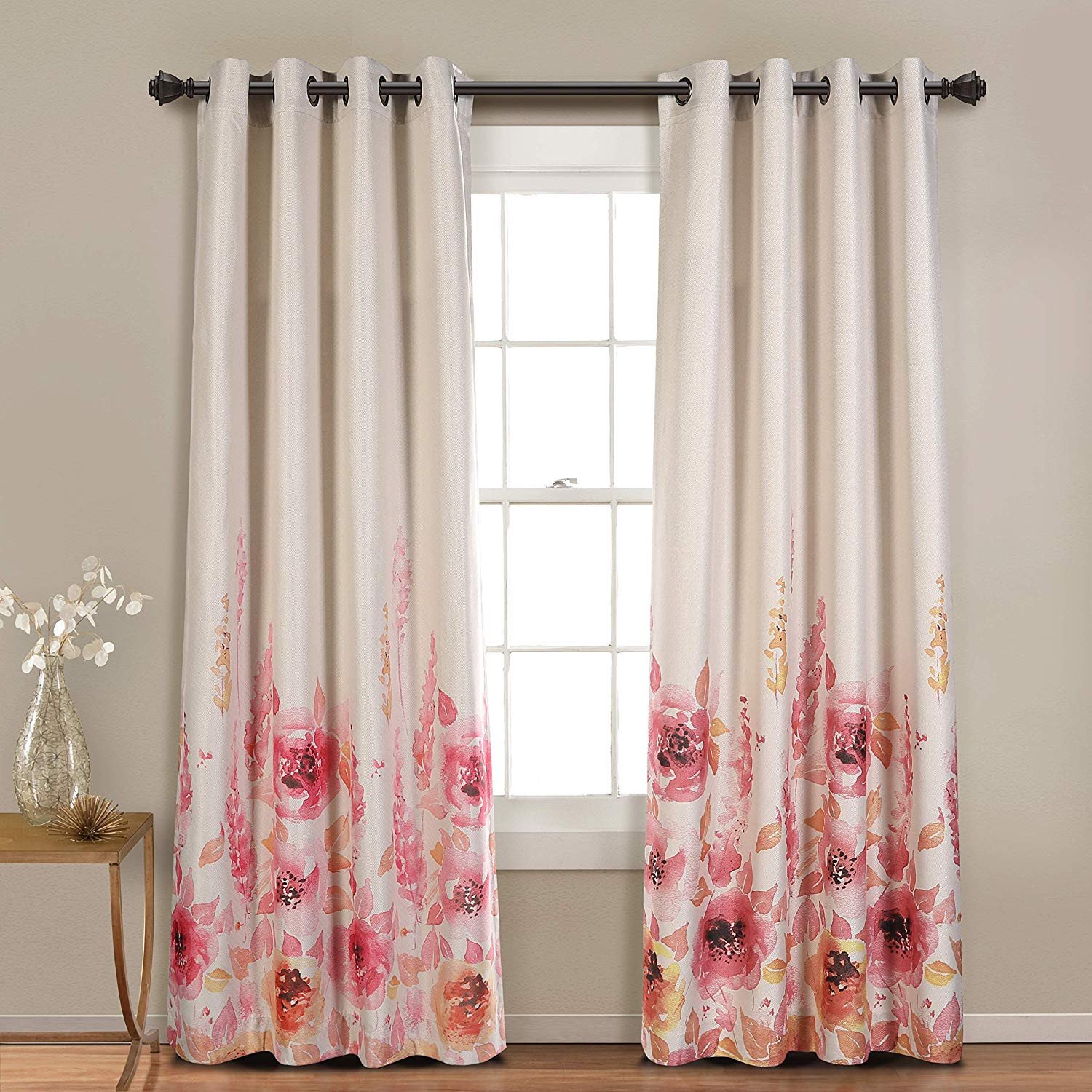 Curtains for Bedroom Windows with Designs Luxury Mysky Home Floral Design Print Grommet top thermal Insulated