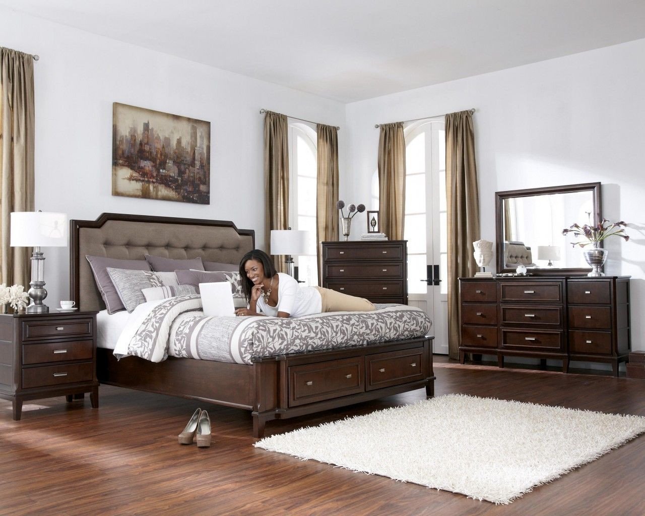 Dark Wood Bedroom Set Luxury Larimer Upholstered Storage Bedroom Set In Dark Brown